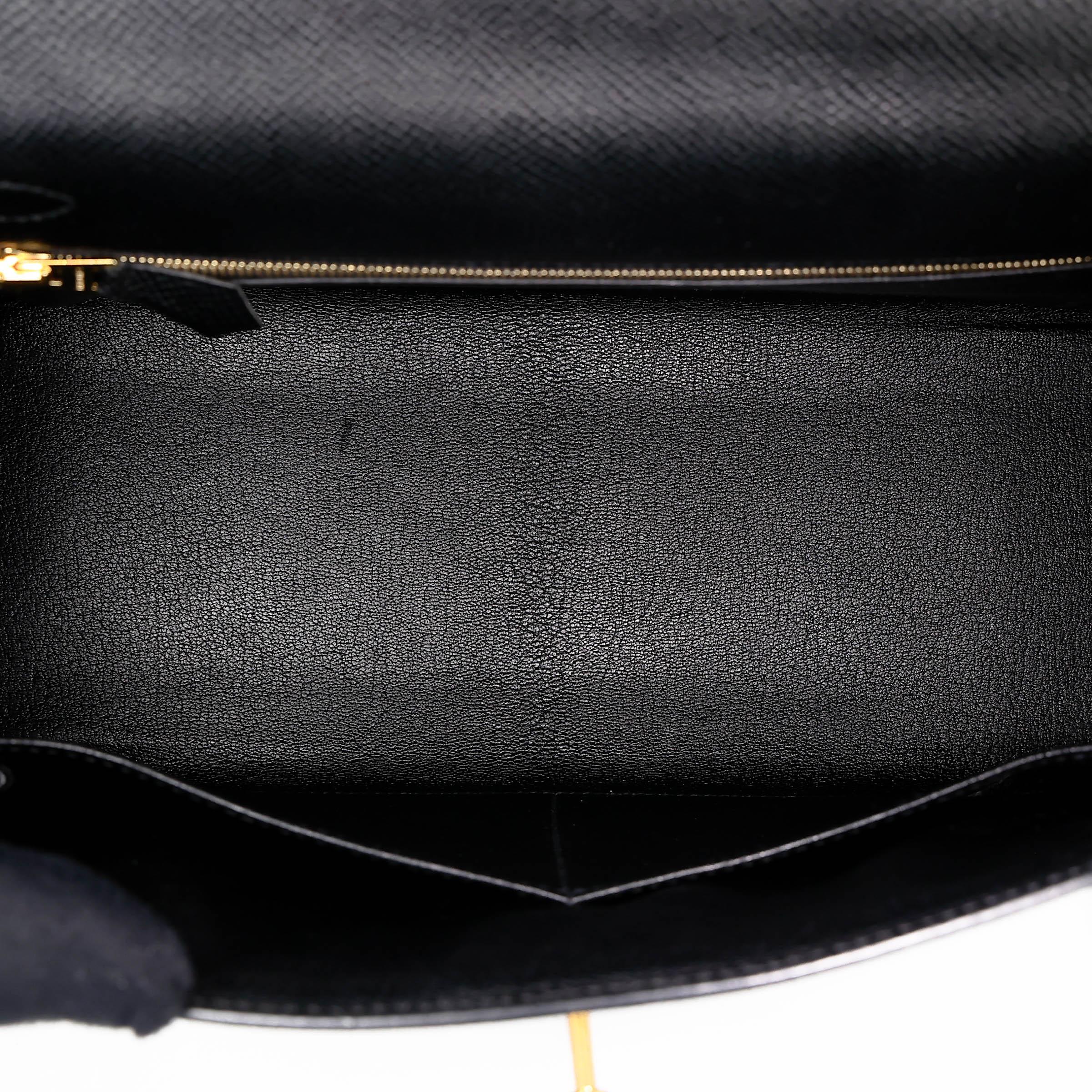 Very Good ( Rank A) HERMÈS Kelly 28 Sellier Noir (89) Epsom Gold hardware C (2018) - 21