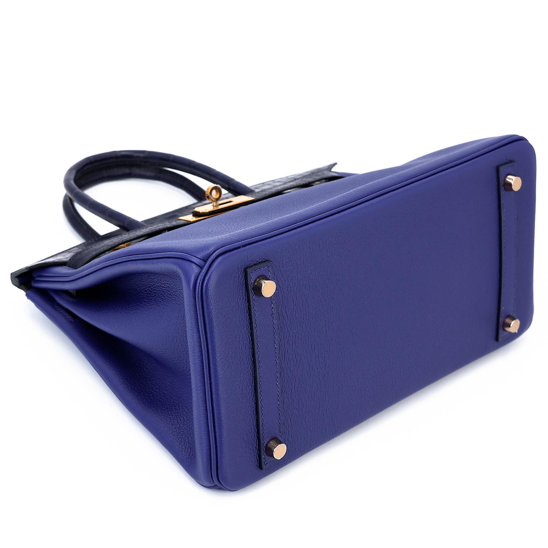 ランク NS 未使用品 HERMÈS エルメス バーキン30 タッチ ブルーサフィール (73) ブルーマリン (78) クロコダイル アリゲーター マット トリヨン ノビーヨ ピンクゴールド金具 C刻印 (2018) - 5