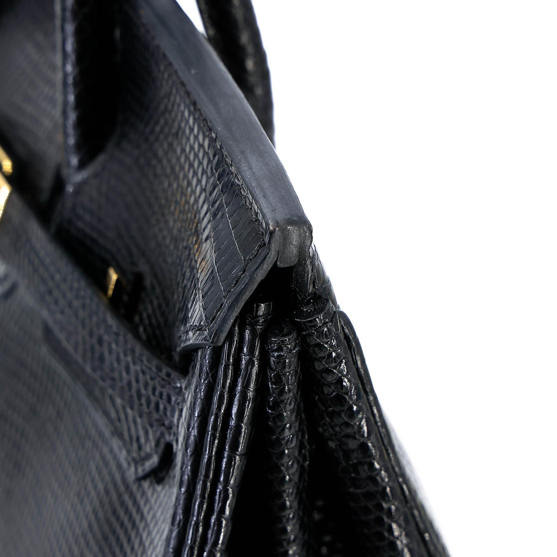 A美品 HERMÈS 愛馬仕 Birkin 25 89 黑色 Noir (Black) 蜥蜴皮 金扣 □N刻 2010年 - 12