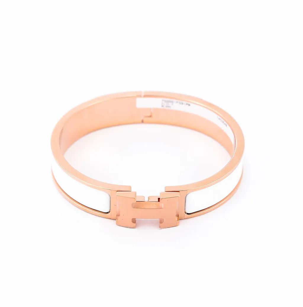 Clic H PM bracelet White (01) Rose Gold
