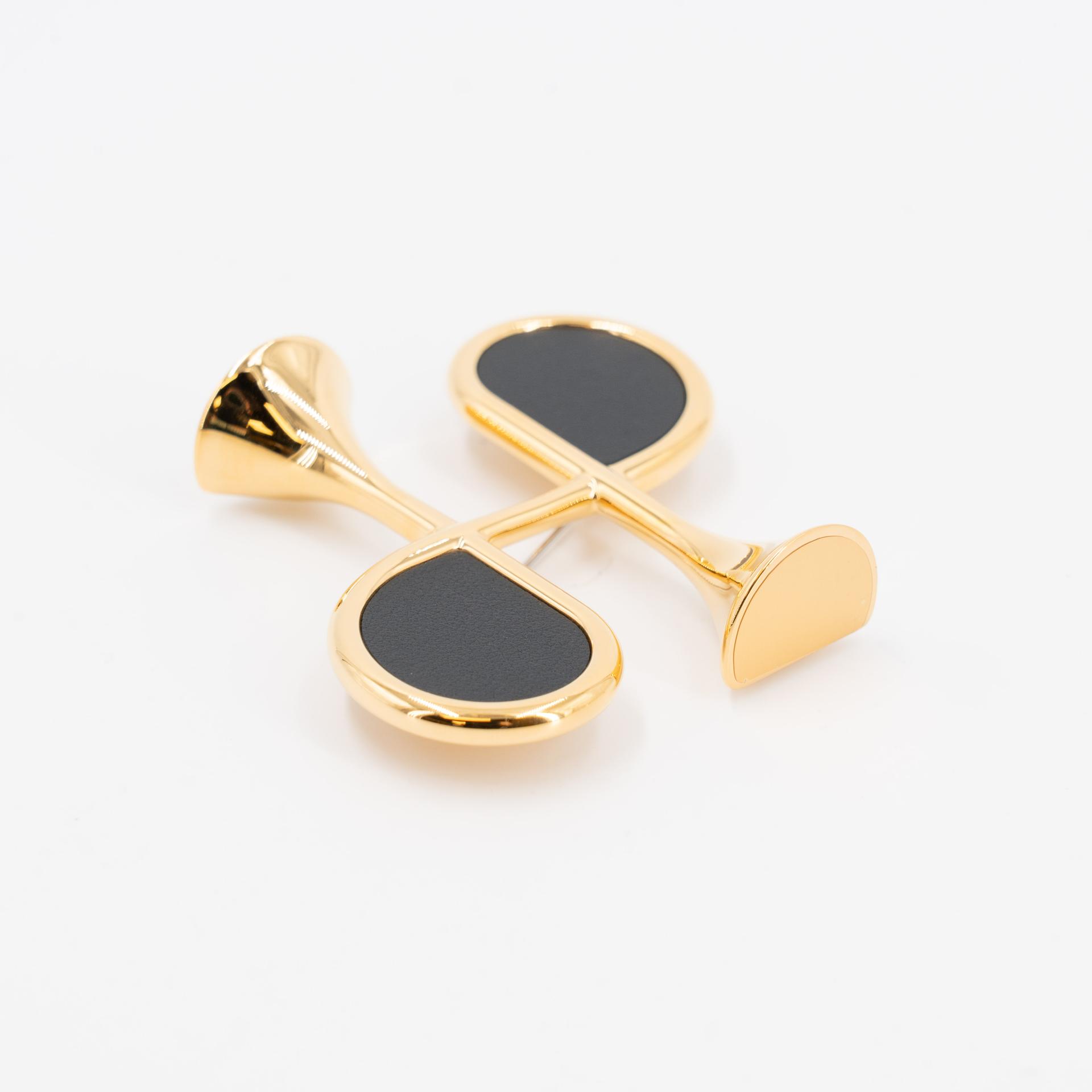 Brand New ( Rank N ) HERMÈS Cor H brooch Noir (89) Swift Gold hardware - 8