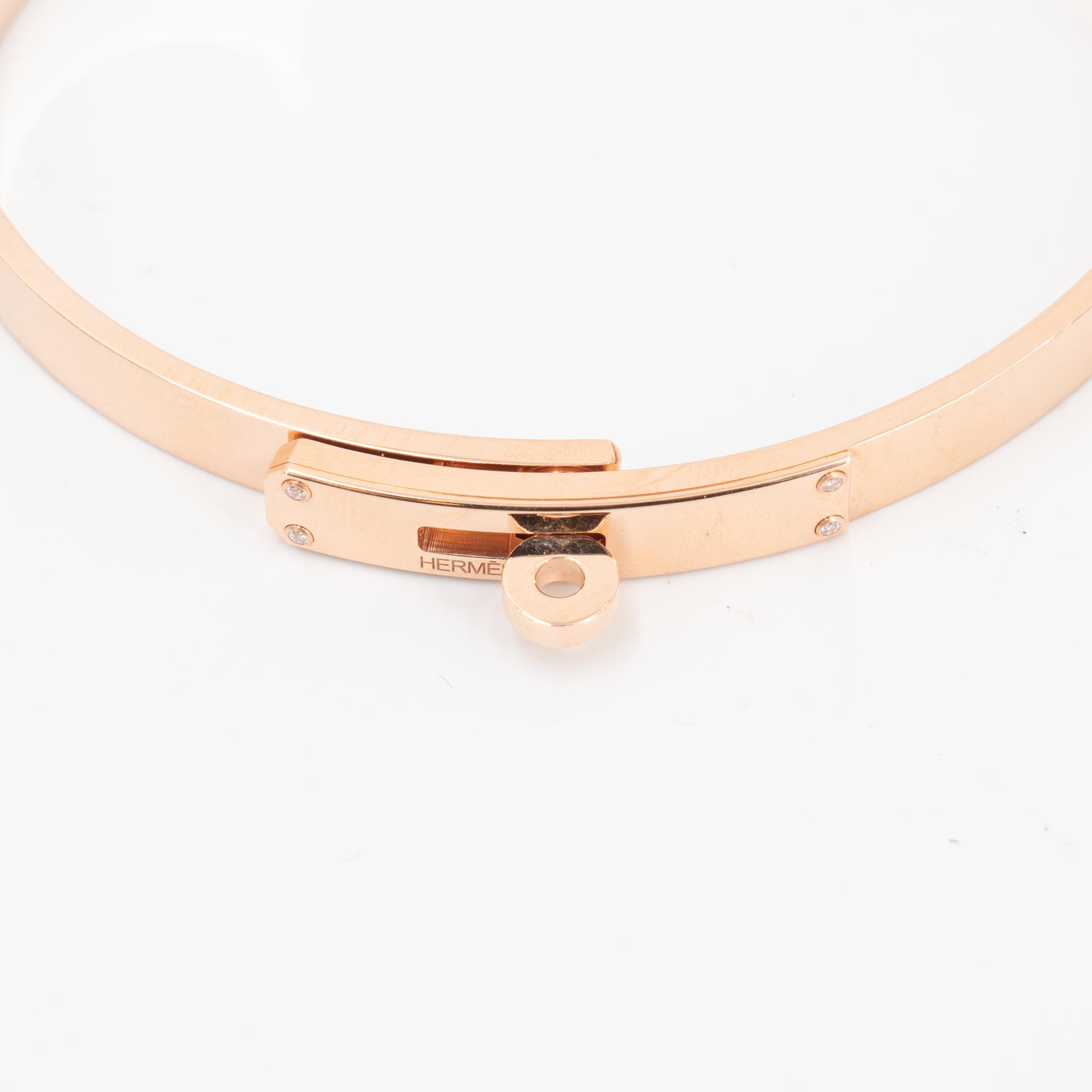 Brand New ( Rank N ) HERMÈS Kelly bracelet, small model SH Rose Gold 18K Rose Gold Diamond Unidentified - 5