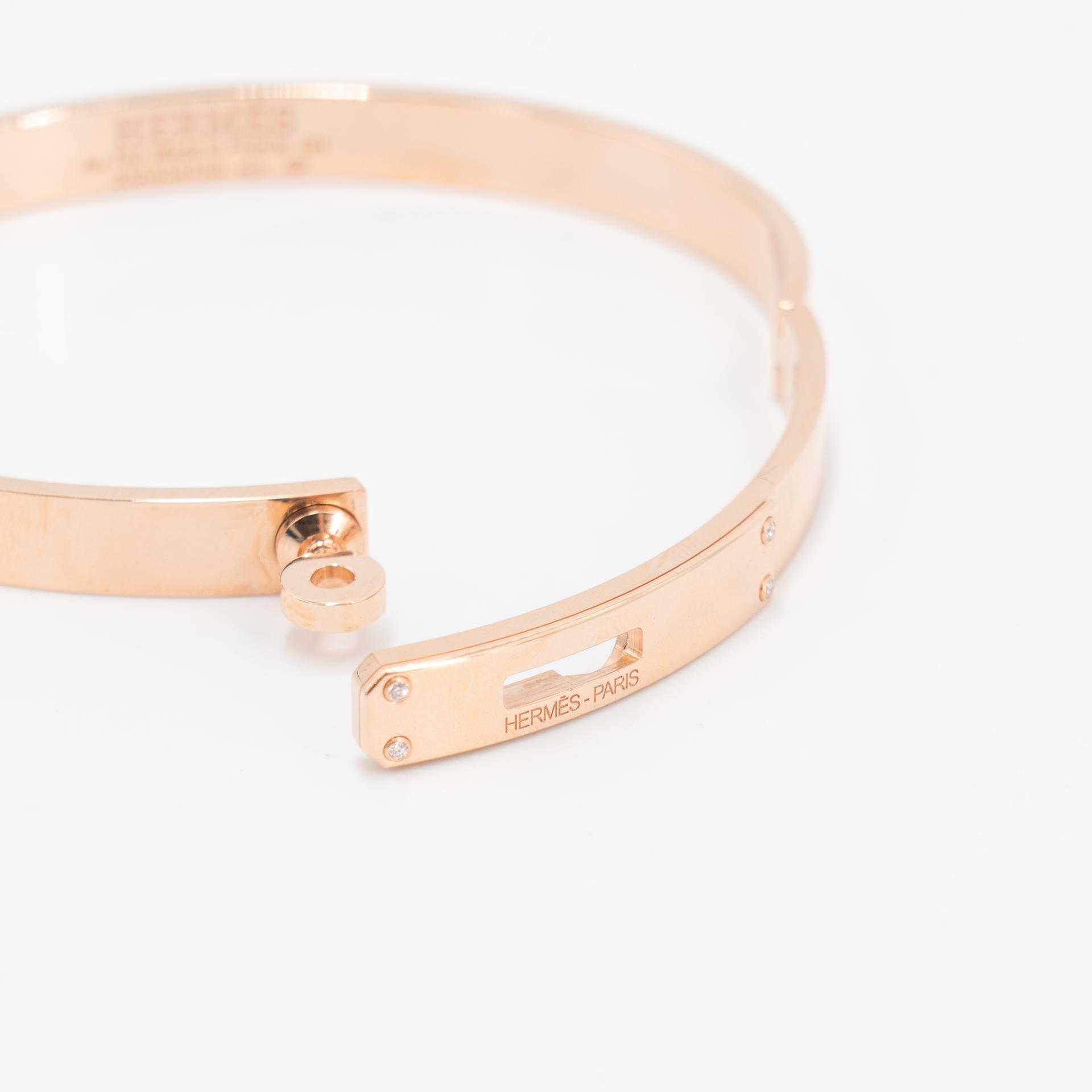 Brand New ( Rank N ) HERMÈS Kelly bracelet, small model SH Rose Gold 18K Rose Gold Diamond Unidentified - 8