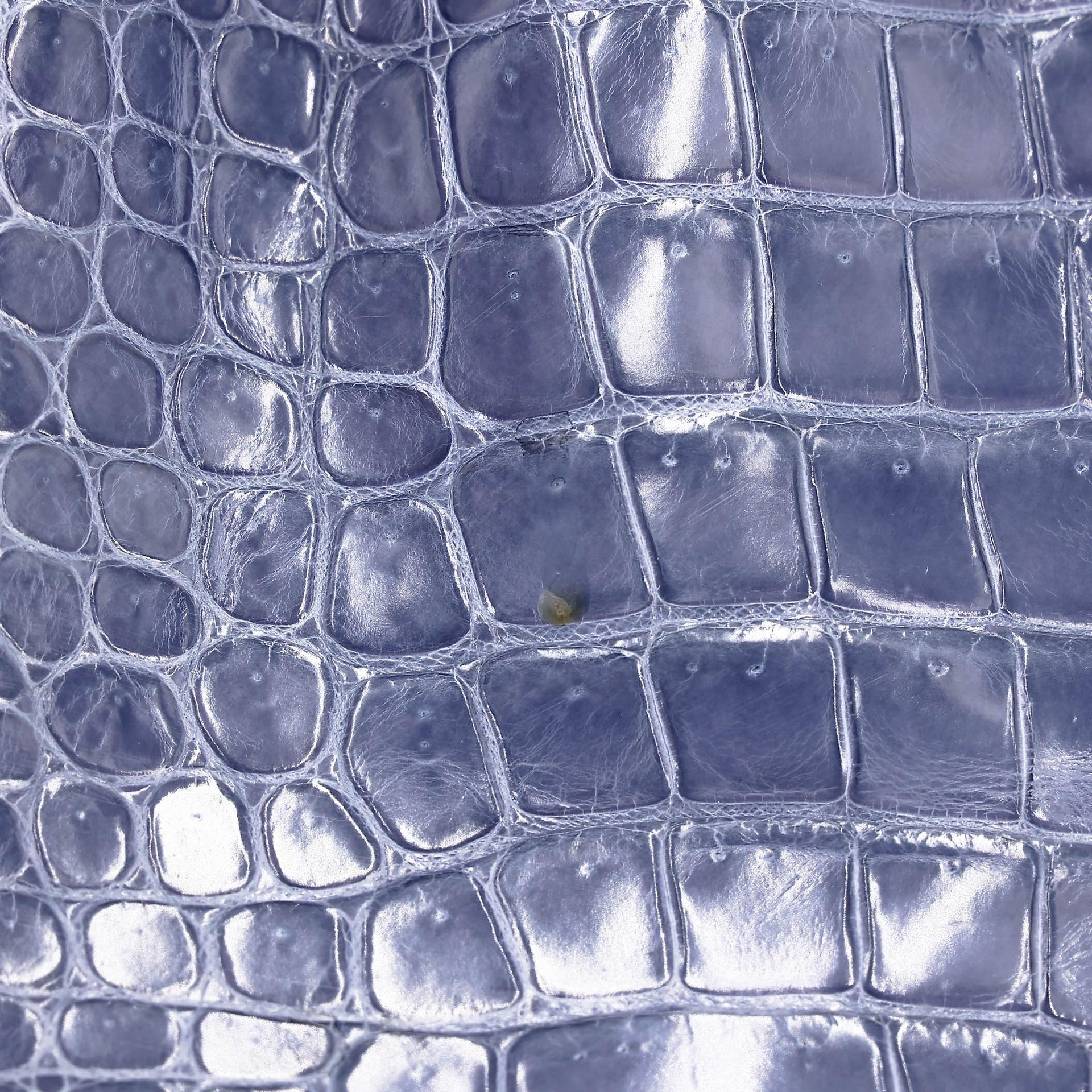 Excellent ( Rank SA ) HERMÈS Birkin 30 Bleu Brighton (7E) Shiny Porosus Crocodile Palladium hardware Square M (2009) - 34