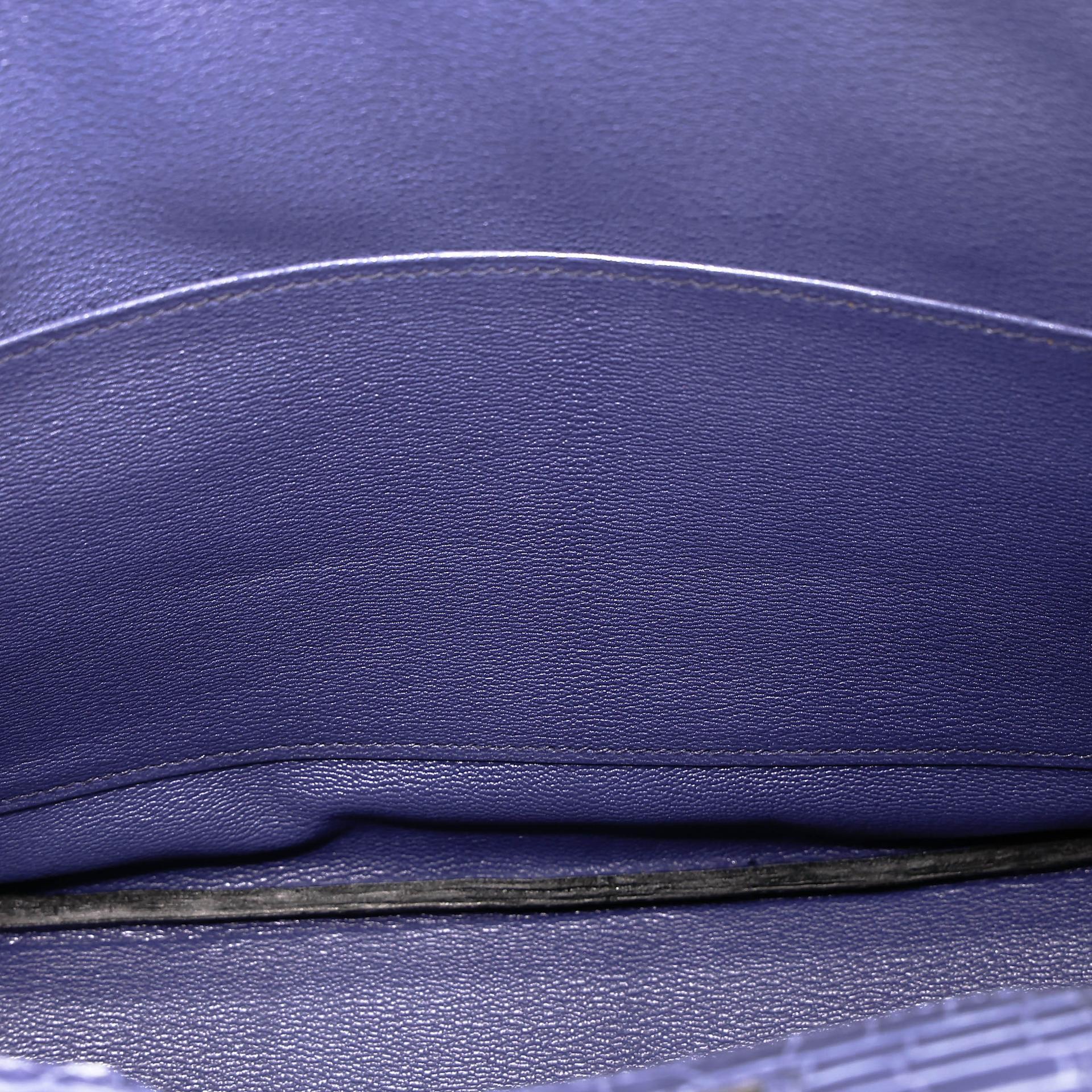 Excellent ( Rank SA ) HERMÈS Birkin 30 Bleu Brighton (7E) Shiny Porosus Crocodile Palladium hardware Square M (2009) - 32