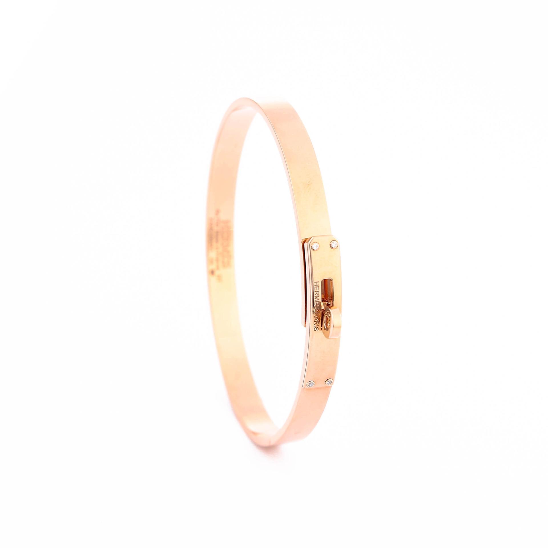 Brand New ( Rank N ) HERMÈS Kelly bracelet, small model ST Rose Gold Diamond 18K Rose Gold - 7