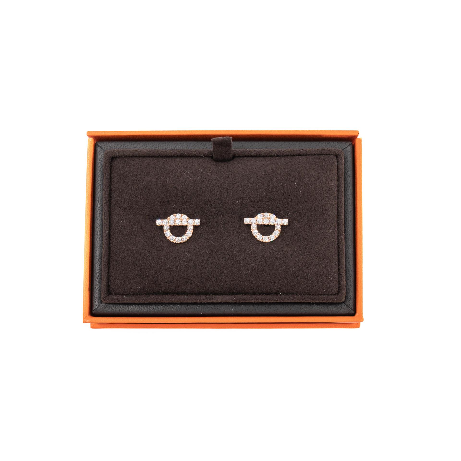 全新 HERMÈS 愛馬仕 Finesse 耳環 玫瑰金色 18K玫瑰金 鑽石 不明 - 8