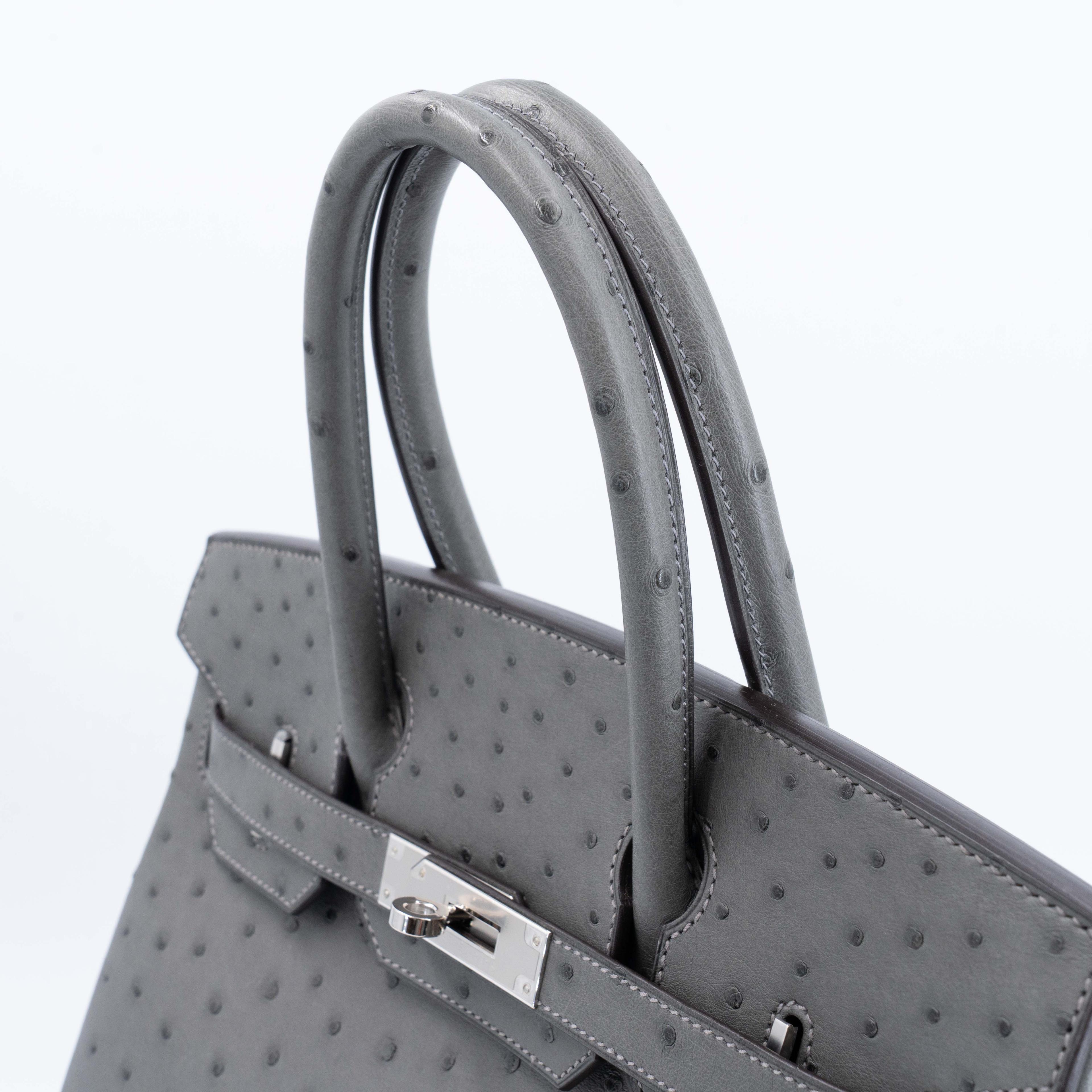ランク NS 未使用品 HERMÈS エルメス バーキン30 グリメイヤー (0L) オーストリッチ シルバー金具 U刻印 (2022) - 3