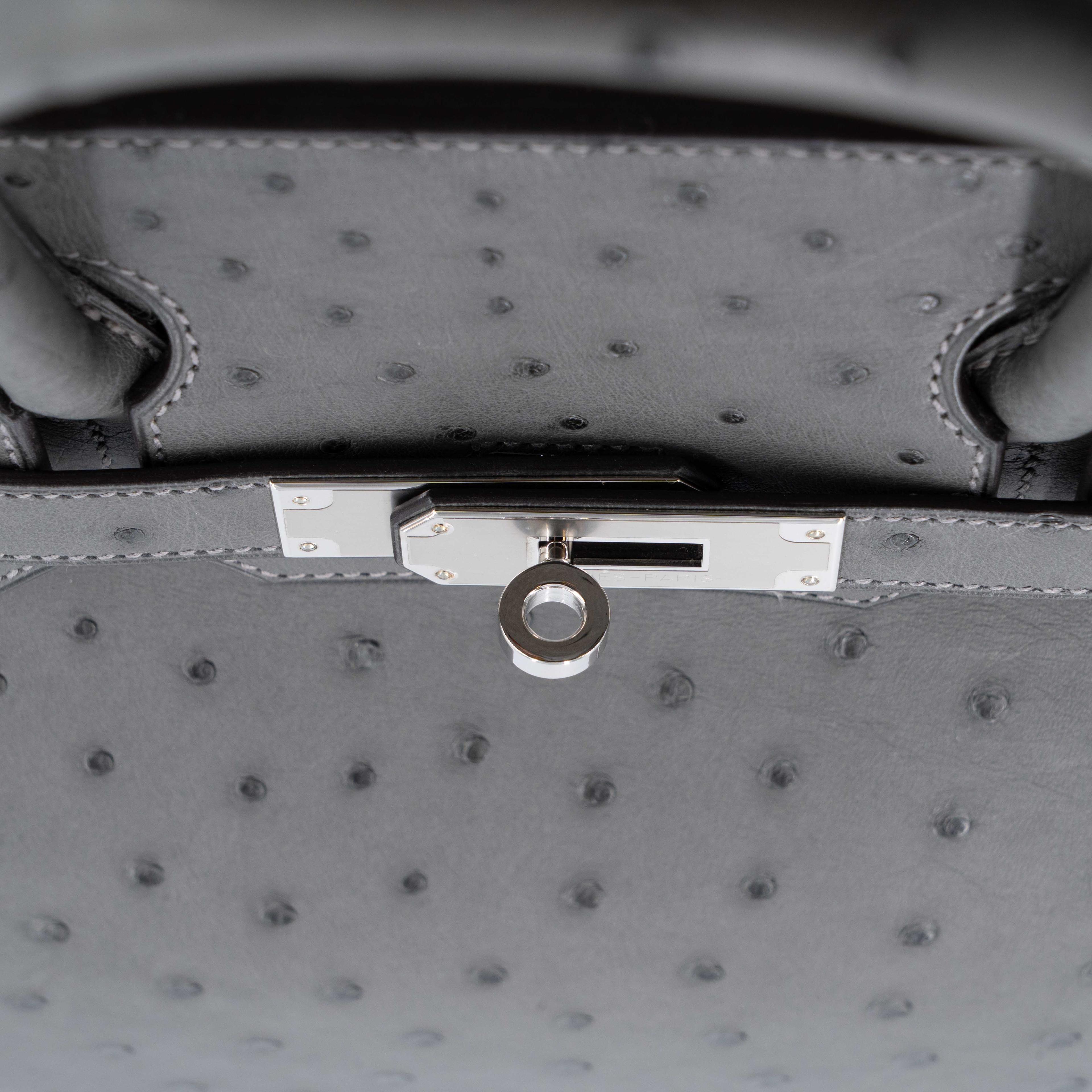 ランク NS 未使用品 HERMÈS エルメス バーキン30 グリメイヤー (0L) オーストリッチ シルバー金具 U刻印 (2022) - 12