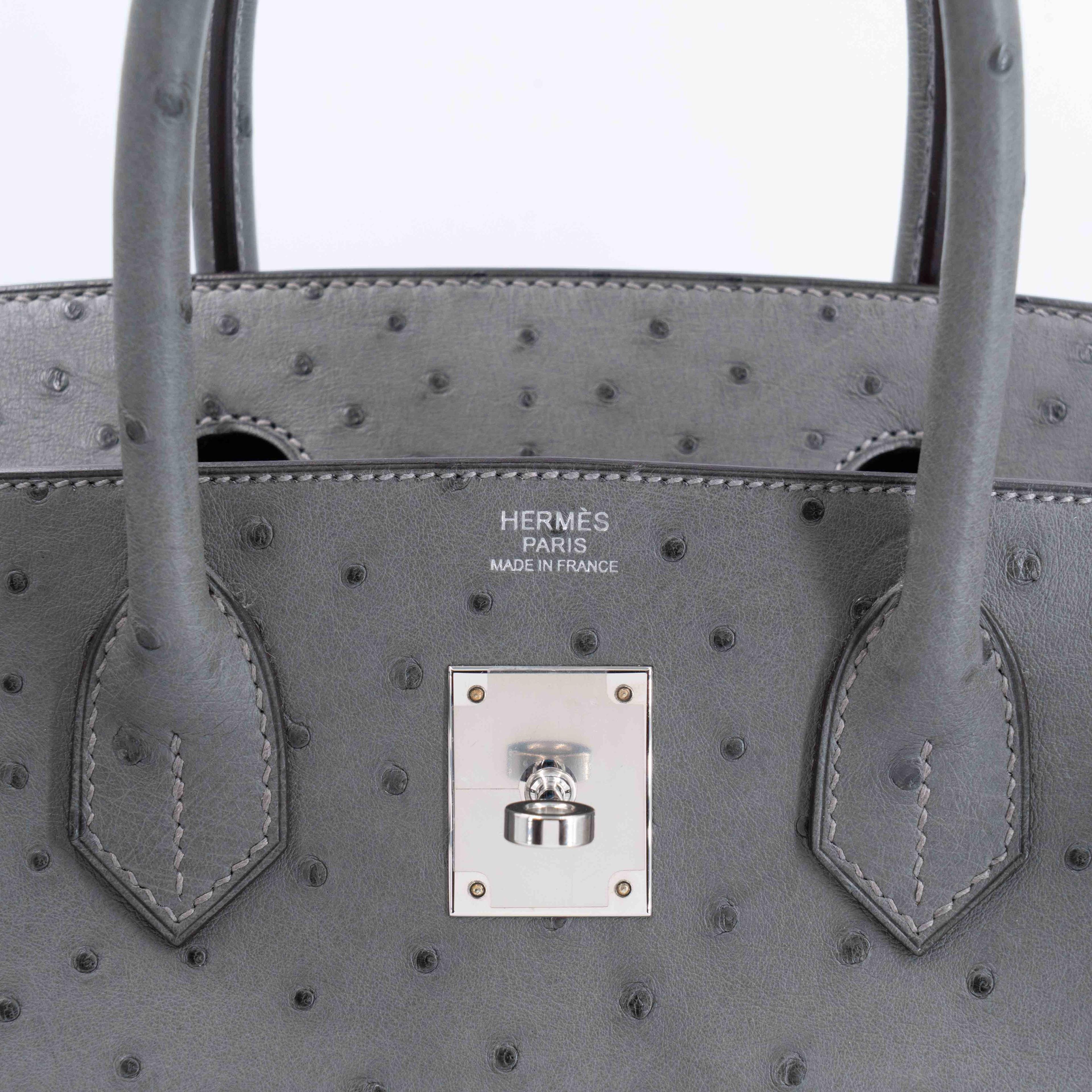 ランク NS 未使用品 HERMÈS エルメス バーキン30 グリメイヤー (0L) オーストリッチ シルバー金具 U刻印 (2022) - 9