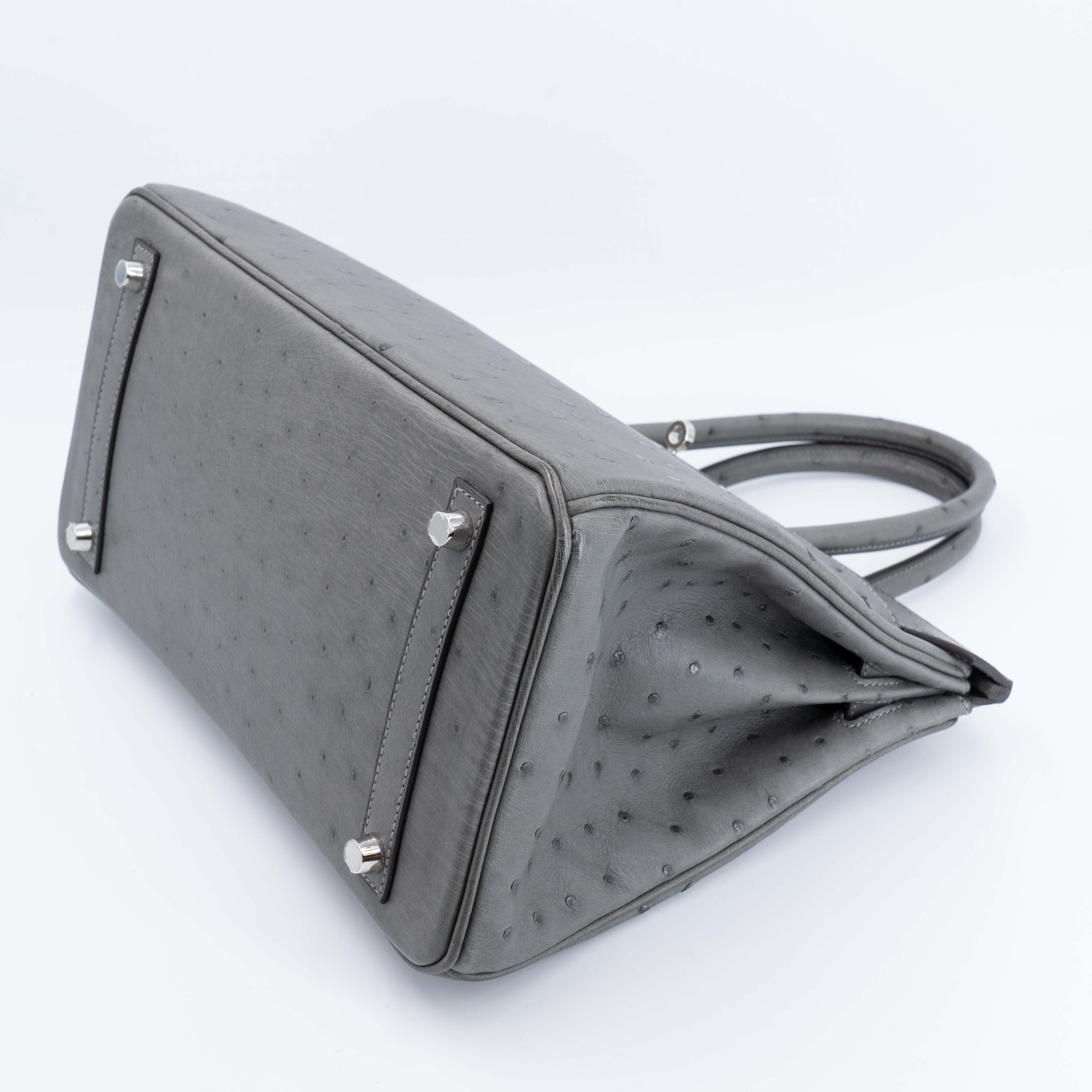 ランク NS 未使用品 HERMÈS エルメス バーキン30 グリメイヤー (0L) オーストリッチ シルバー金具 U刻印 (2022) - 5