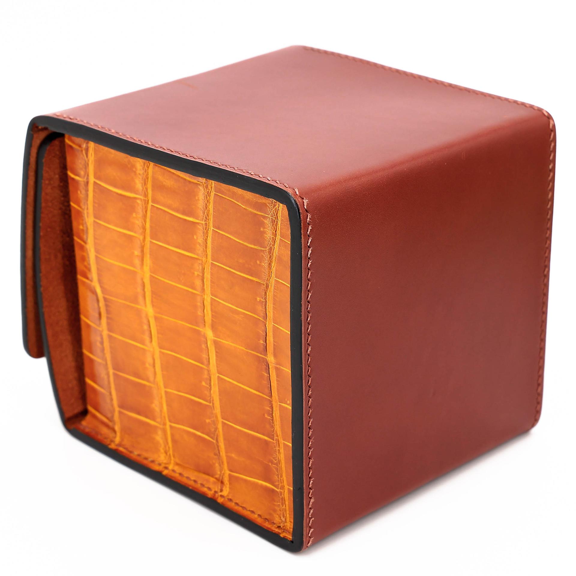 Very Good ( Rank A) HERMÈS Petit h H Box Bag Brique (36) Pain d’Epice (9Y) Shiny Niloticus Crocodile Tadelakt Palladium hardware - 11