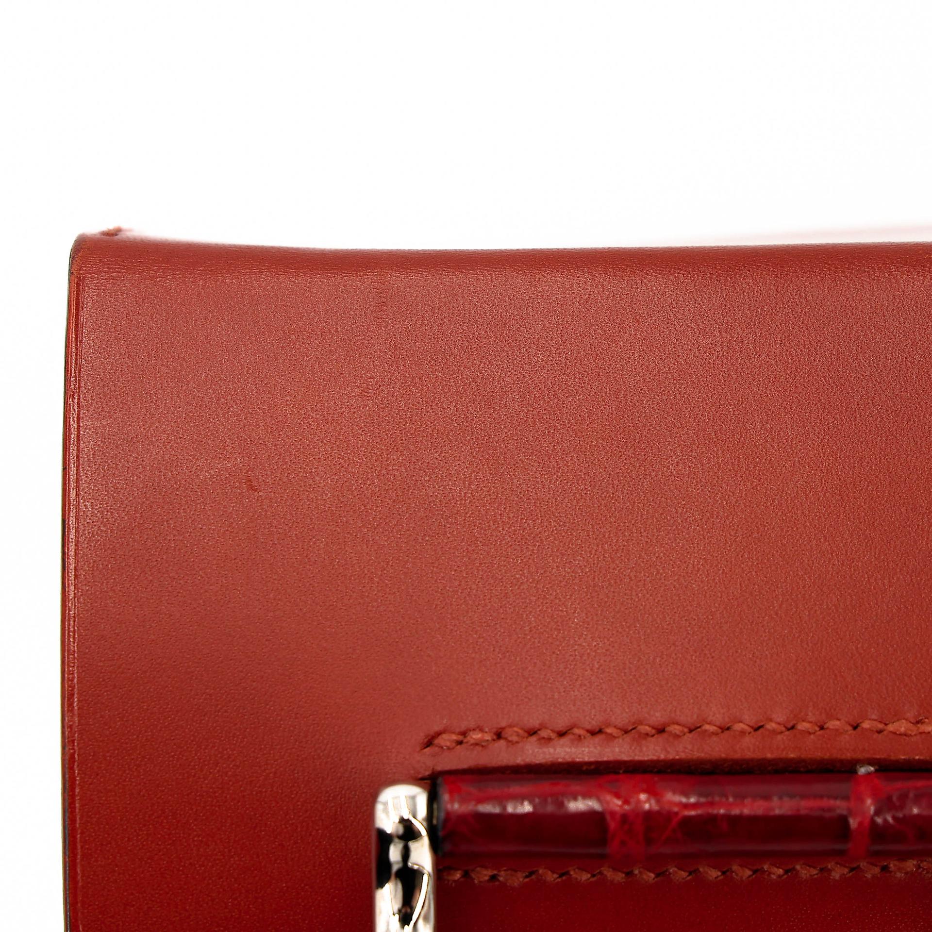 Very Good ( Rank A) HERMÈS Petit h H Box Bag Brique (36) Pain d’Epice (9Y) Shiny Niloticus Crocodile Tadelakt Palladium hardware - 22