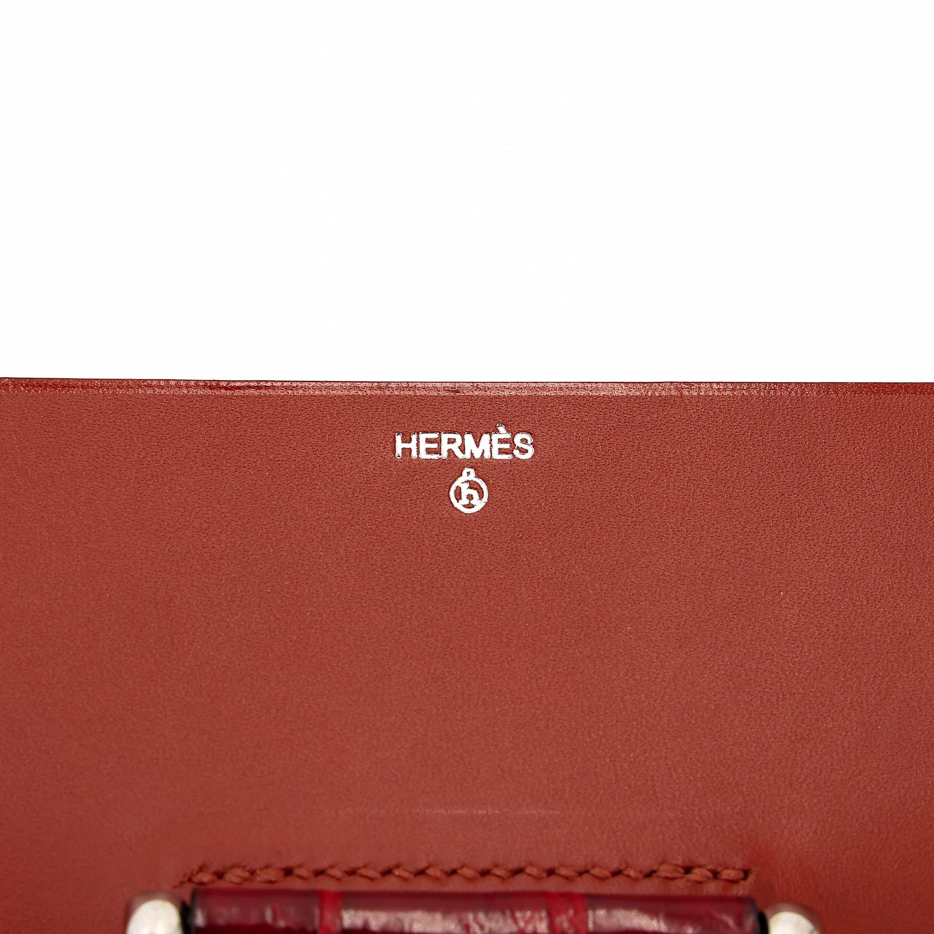 Very Good ( Rank A) HERMÈS Petit h H Box Bag Brique (36) Pain d’Epice (9Y) Shiny Niloticus Crocodile Tadelakt Palladium hardware - 20