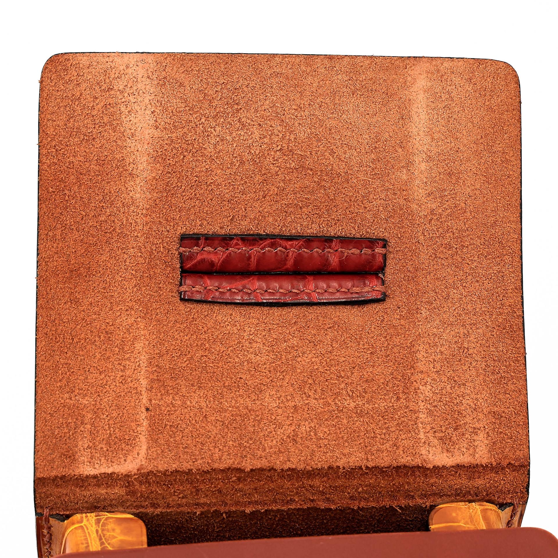 Very Good ( Rank A) HERMÈS Petit h H Box Bag Brique (36) Pain d’Epice (9Y) Shiny Niloticus Crocodile Tadelakt Palladium hardware - 23