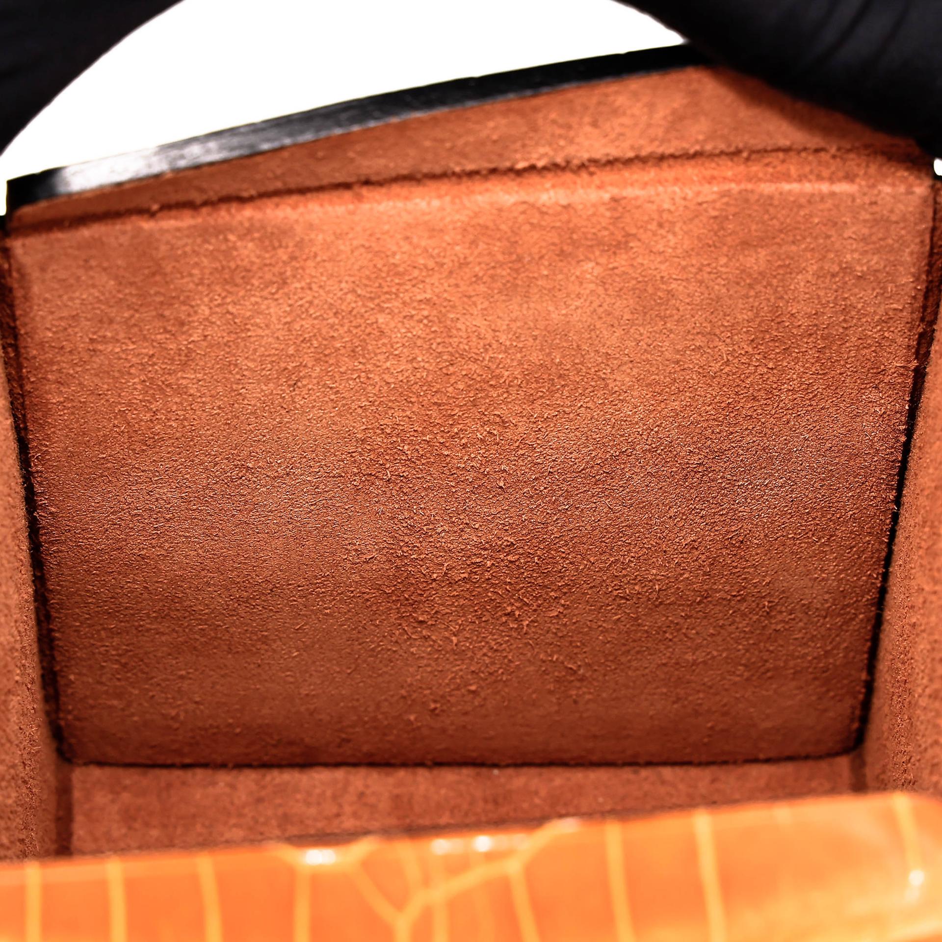 Very Good ( Rank A) HERMÈS Petit h H Box Bag Brique (36) Pain d’Epice (9Y) Shiny Niloticus Crocodile Tadelakt Palladium hardware - 27
