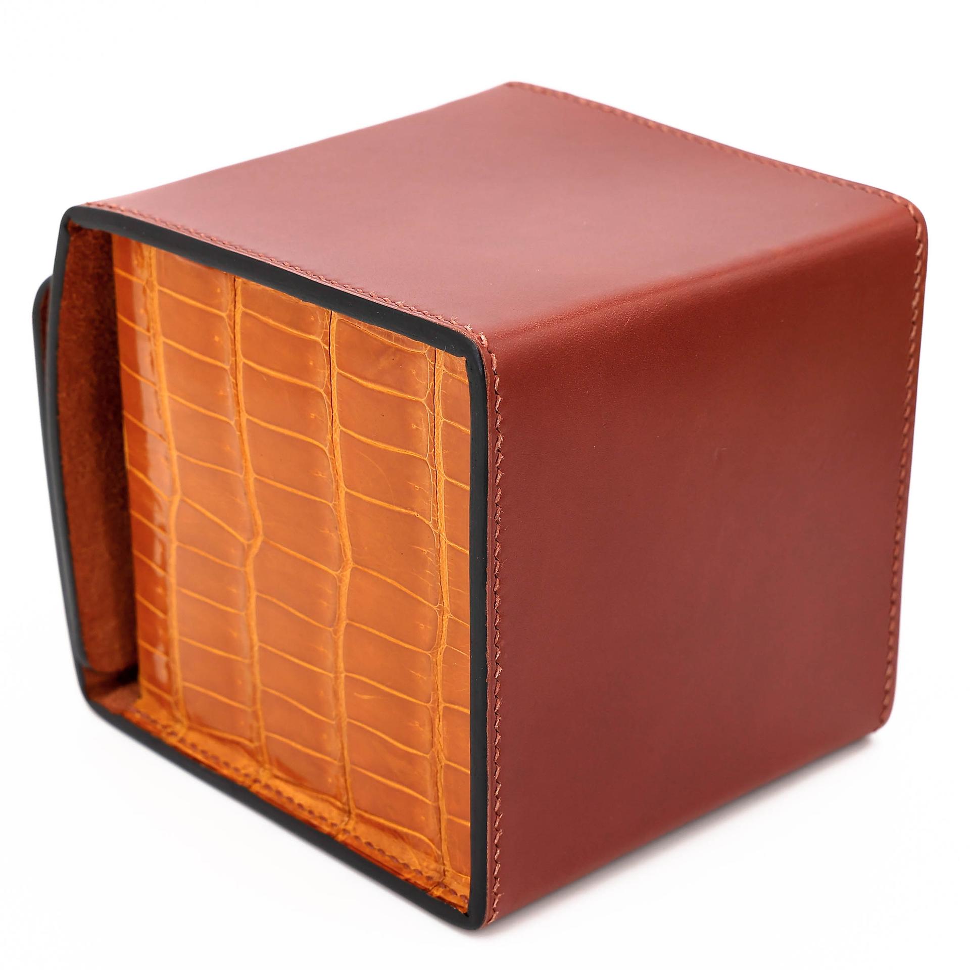 Very Good ( Rank A) HERMÈS Petit h H Box Bag Brique (36) Pain d’Epice (9Y) Shiny Niloticus Crocodile Tadelakt Palladium hardware - 9