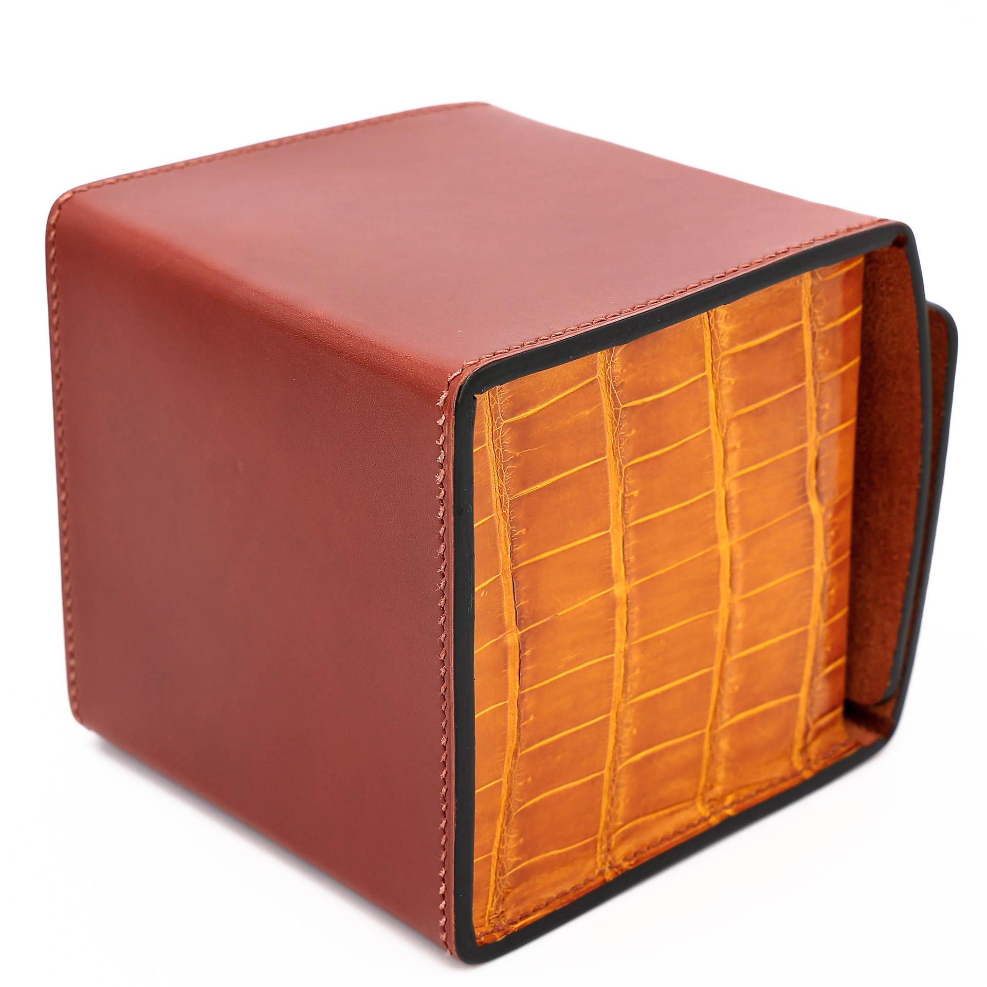 Very Good ( Rank A) HERMÈS Petit h H Box Bag Brique (36) Pain d’Epice (9Y) Shiny Niloticus Crocodile Tadelakt Palladium hardware - 8