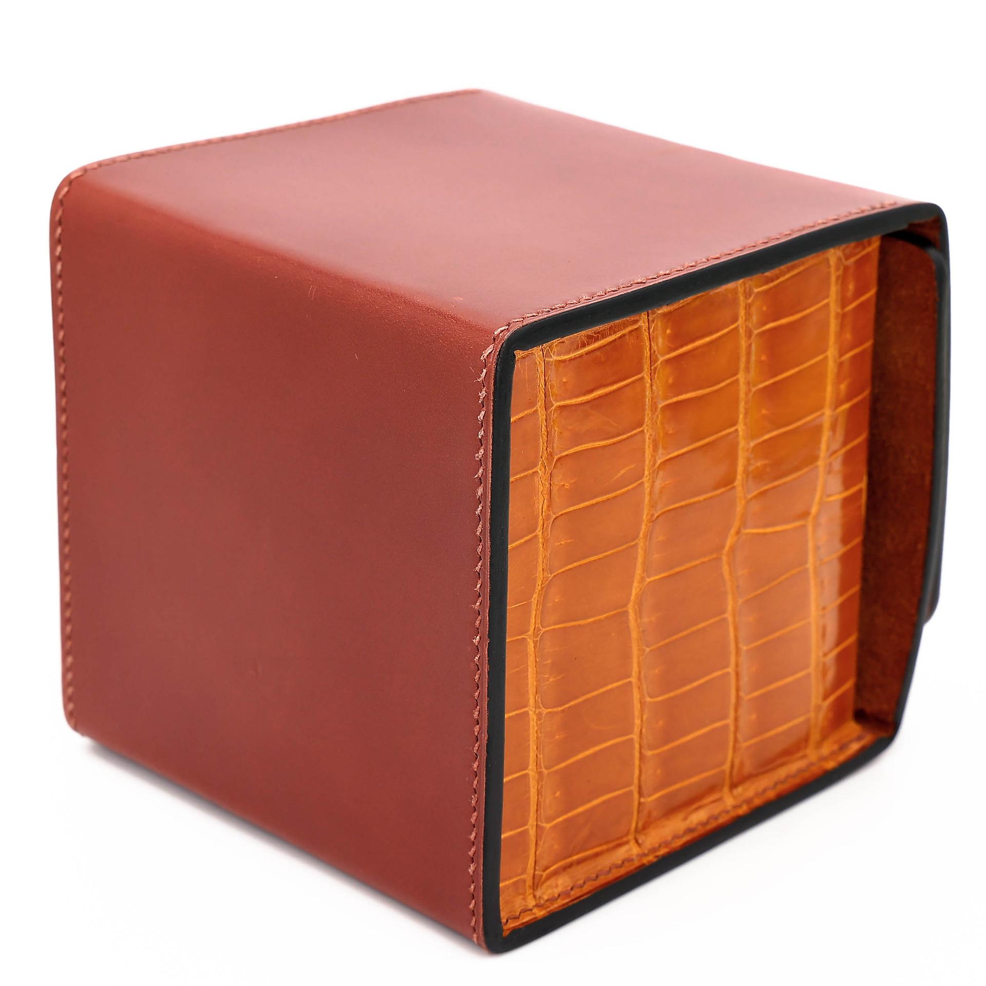 Very Good ( Rank A) HERMÈS Petit h H Box Bag Brique (36) Pain d’Epice (9Y) Shiny Niloticus Crocodile Tadelakt Palladium hardware - 10