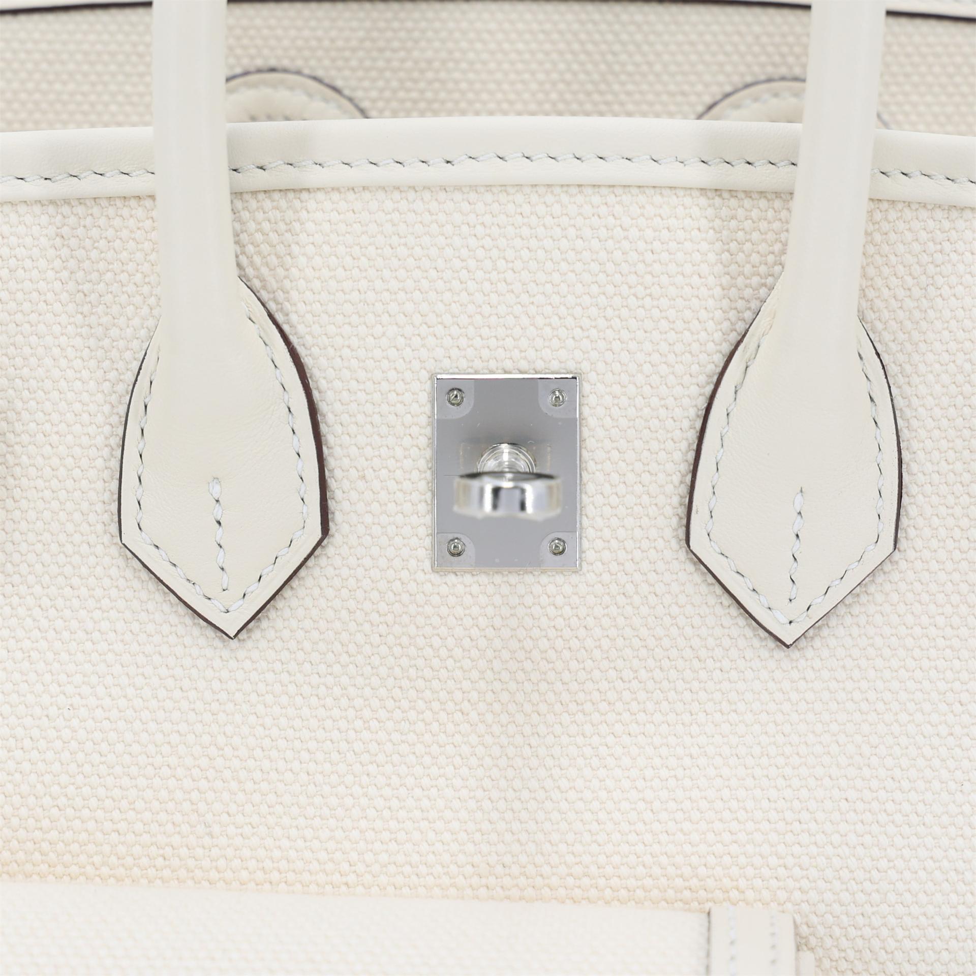 未使用保存品 HERMÈS 爱马仕 限量收藏款 Birkin Cargo 25 I2 奶油白 Nata Swift牛皮 Toile Goeland 帆布 银扣 Z刻 2021年 - 10