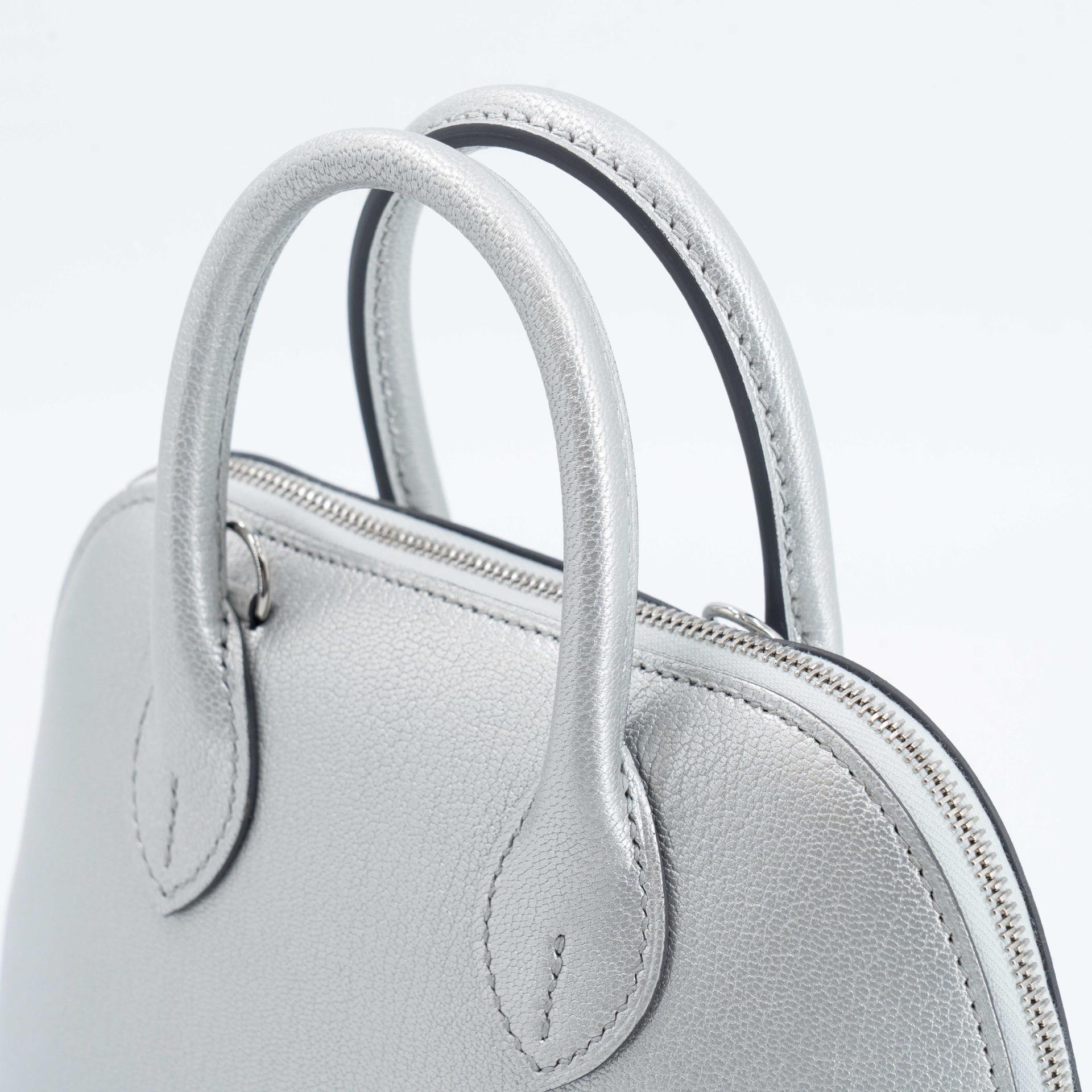 全新 HERMÈS 愛馬仕 Mini Bolide 1923 05 銀色 Argent Chamkilight山羊皮 銀扣 K刻 2025年 - 3