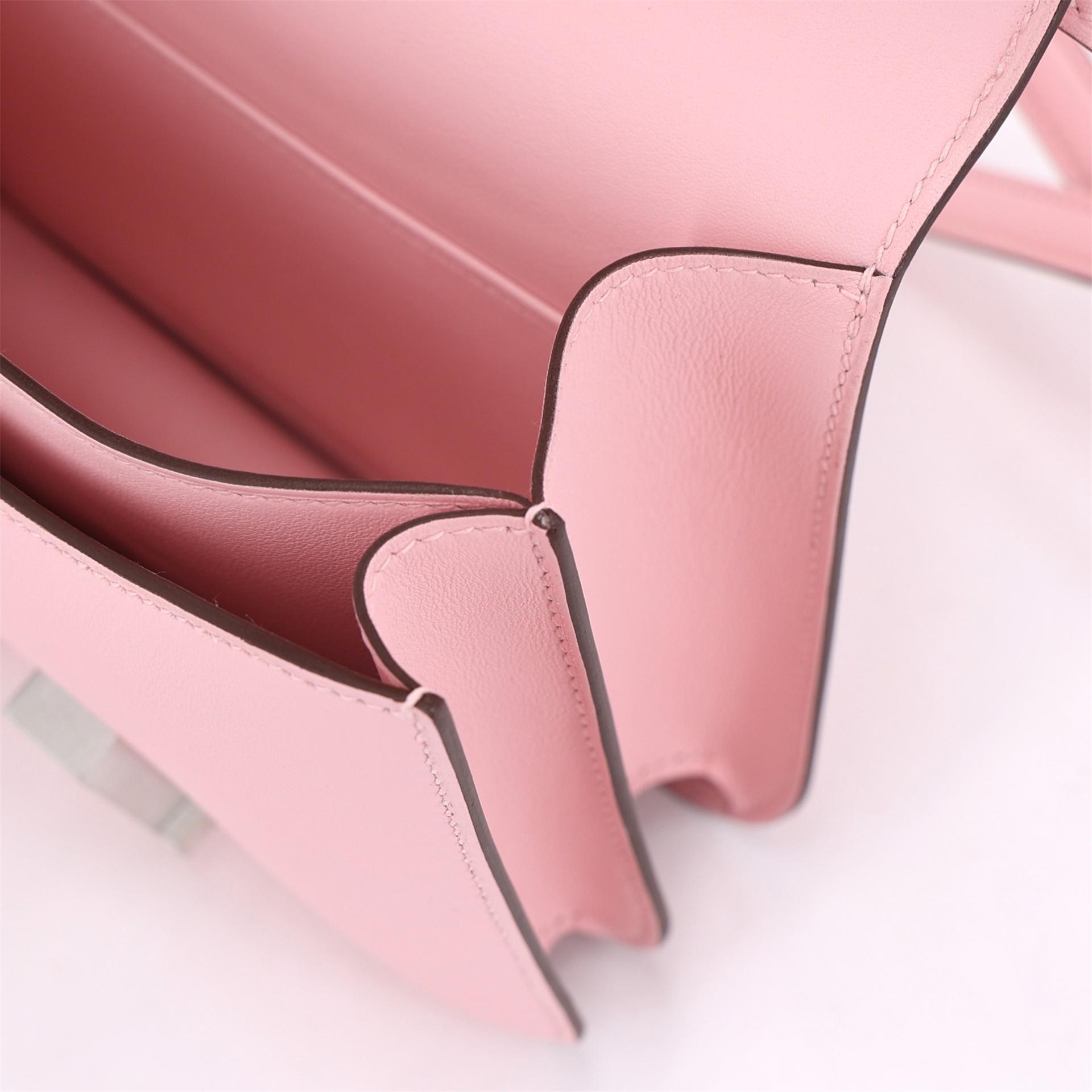Brand New ( Rank N ) HERMÈS Constance Mini Rose Sakura (3Q) Swift Brushed Palladium K (2025) - 16