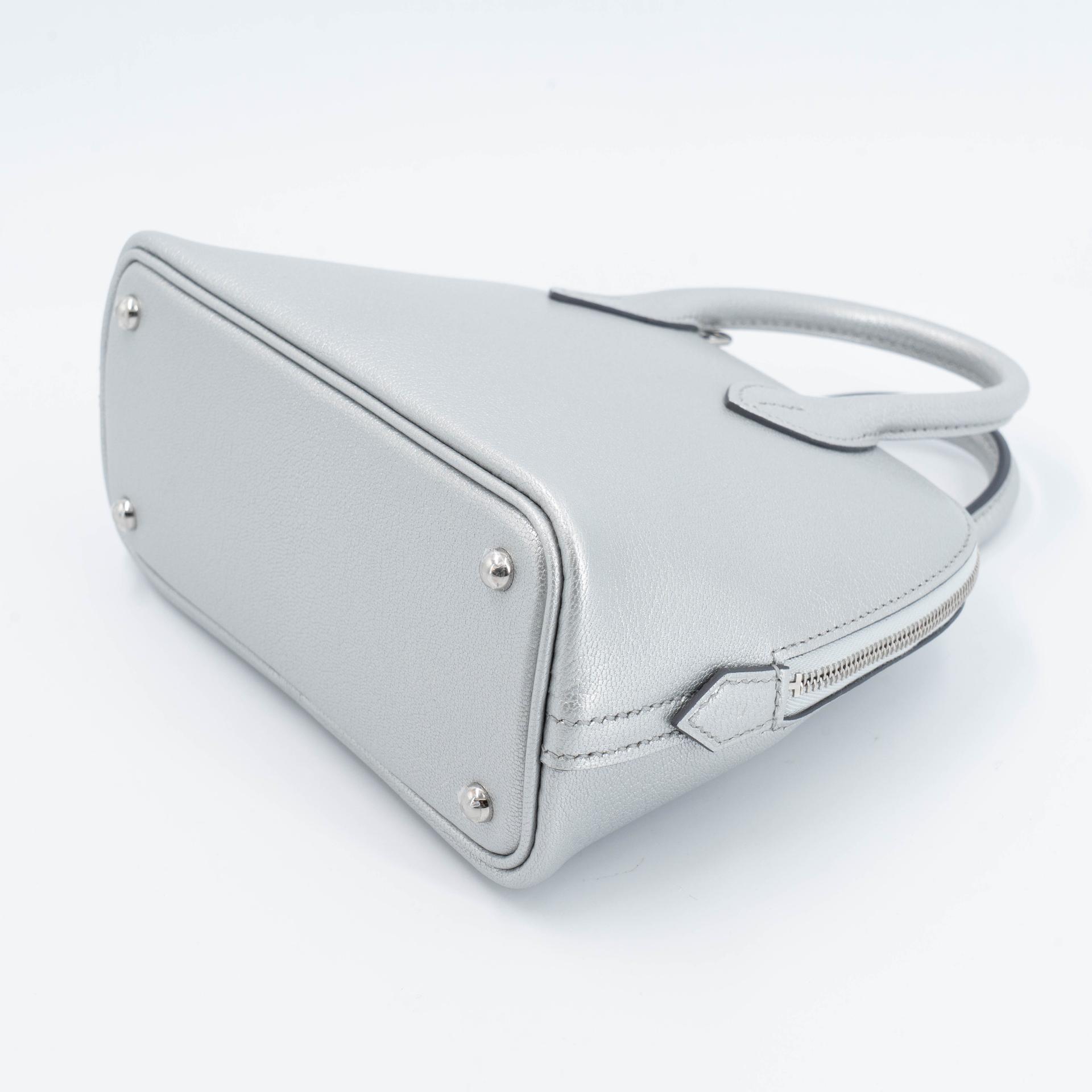 全新 HERMÈS 愛馬仕 Mini Bolide 1923 05 銀色 Argent Chamkilight山羊皮 銀扣 K刻 2025年 - 5