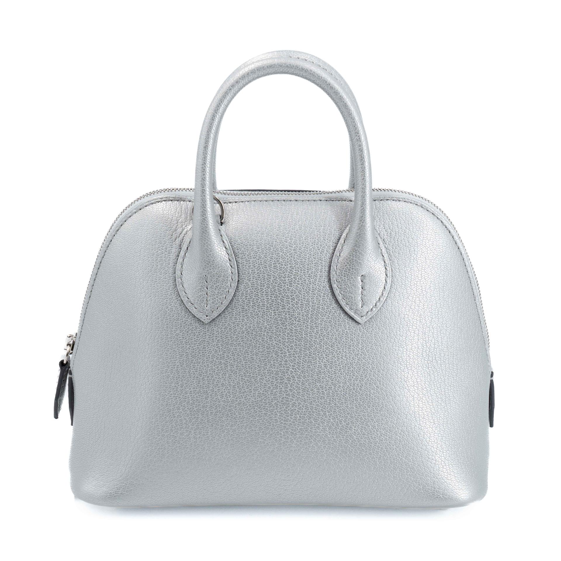 全新 HERMÈS 愛馬仕 Mini Bolide 1923 05 銀色 Argent Chamkilight山羊皮 銀扣 K刻 2025年 - 1