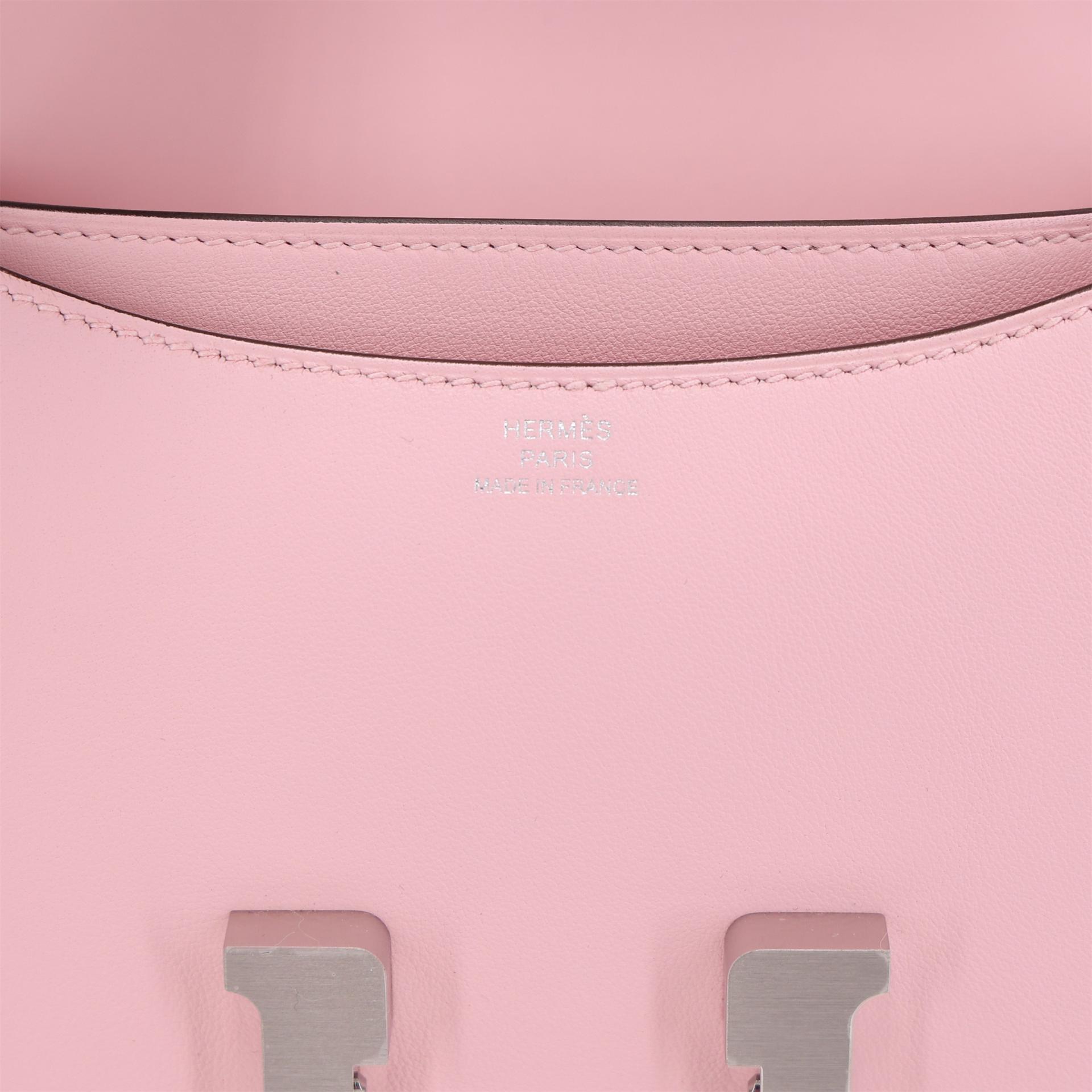 Brand New ( Rank N ) HERMÈS Constance Mini Rose Sakura (3Q) Swift Brushed Palladium K (2025) - 11