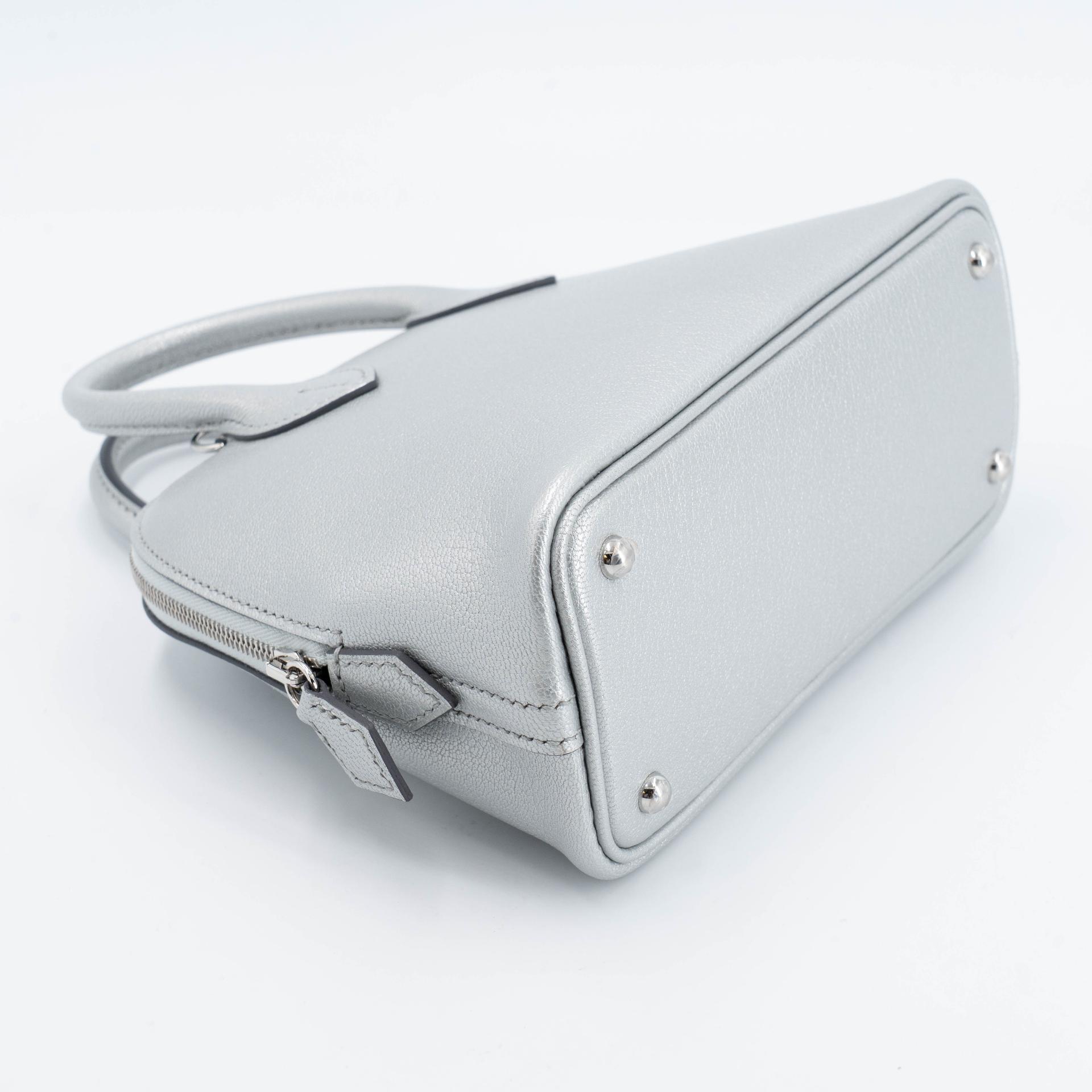 全新 HERMÈS 愛馬仕 Mini Bolide 1923 05 銀色 Argent Chamkilight山羊皮 銀扣 K刻 2025年 - 4