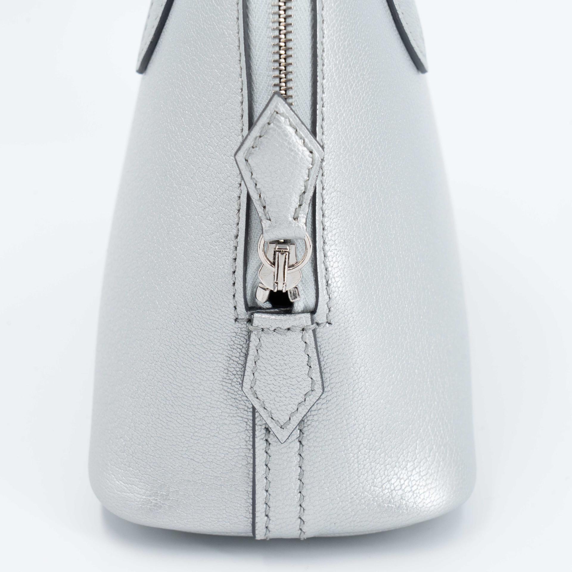 全新 HERMÈS 愛馬仕 Mini Bolide 1923 05 銀色 Argent Chamkilight山羊皮 銀扣 K刻 2025年 - 9