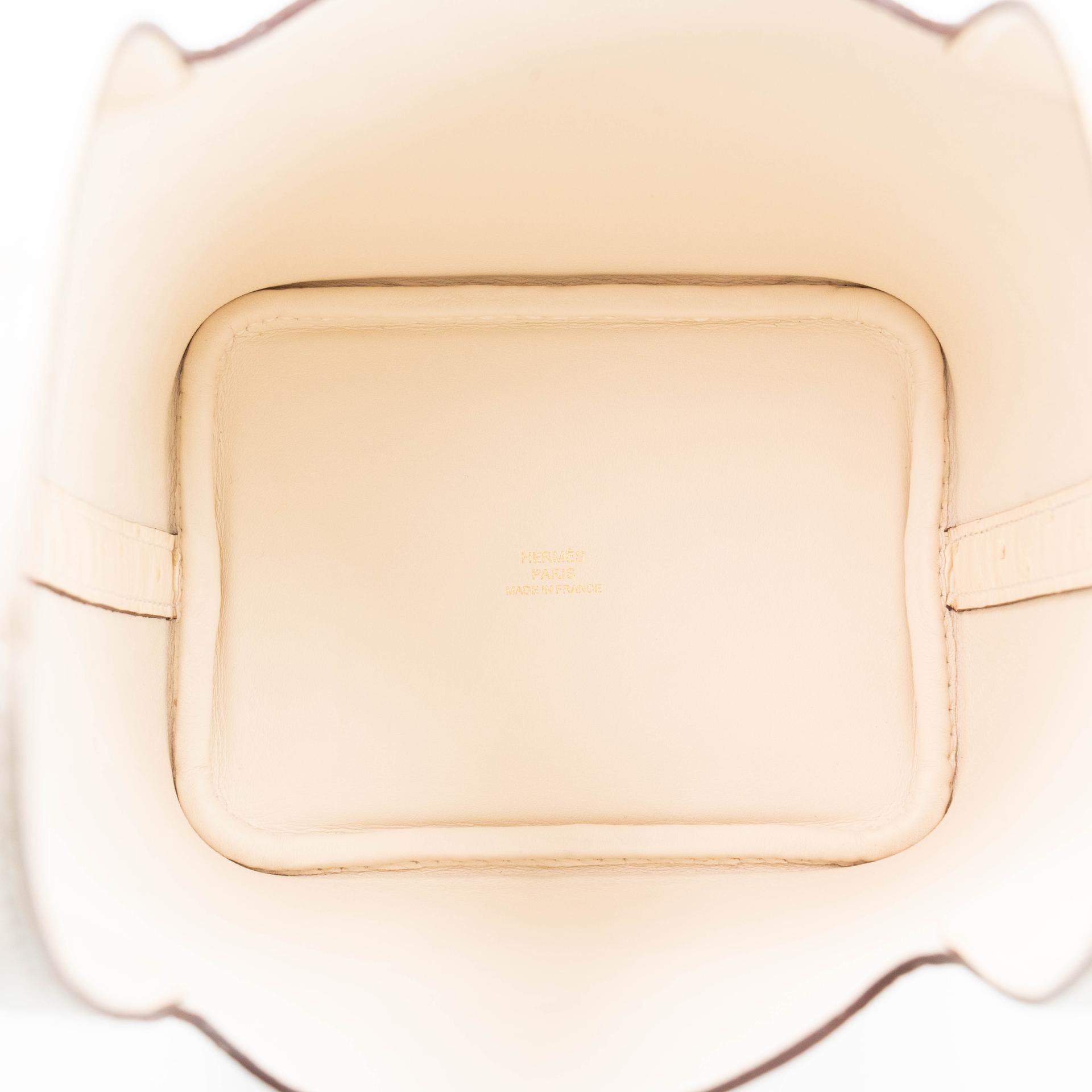 Unused ( Rank NS ) HERMÈS Picotin Lock Micro 14 Nata (I2) Ostrich Gold hardware B (2023) - 12
