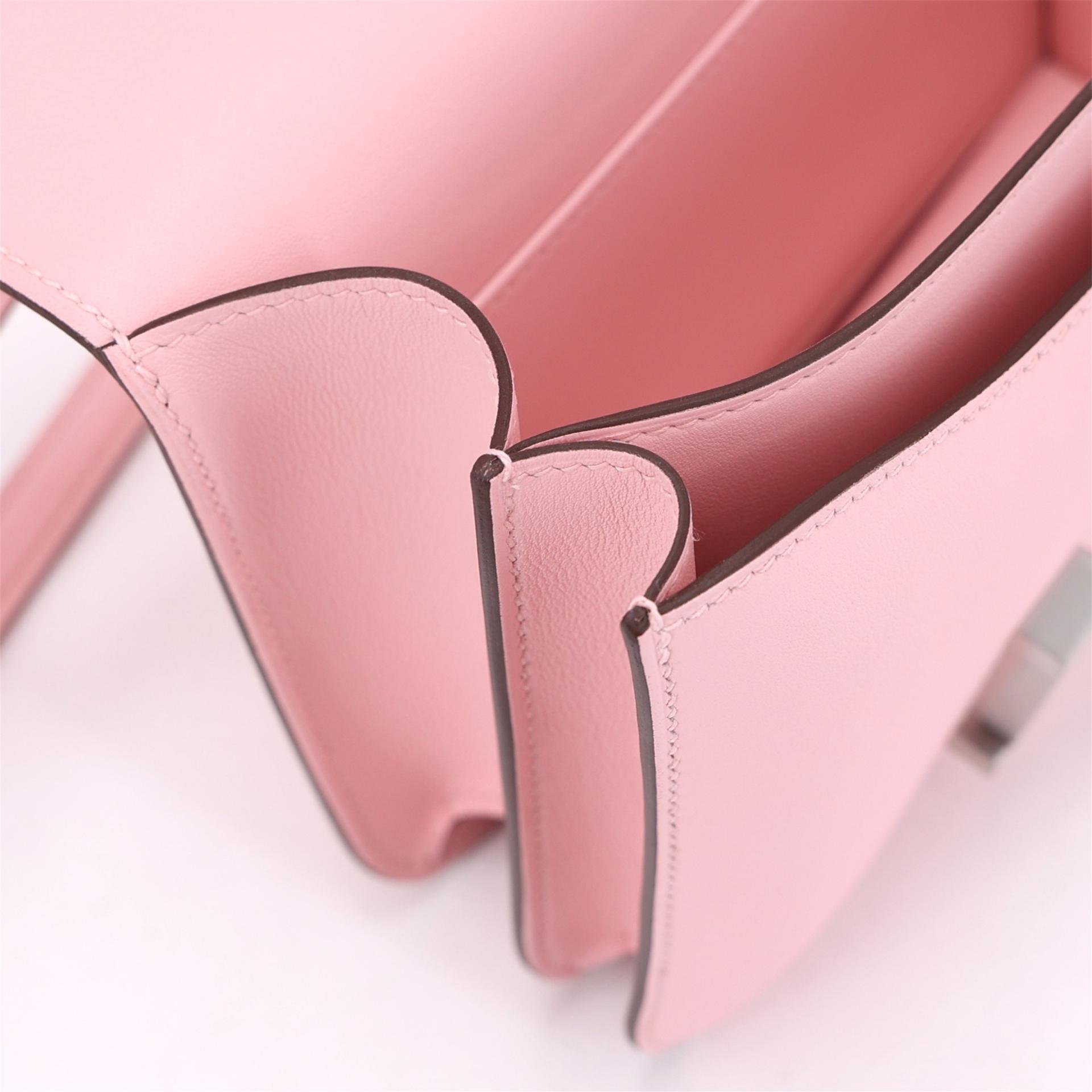 Brand New ( Rank N ) HERMÈS Constance Mini Rose Sakura (3Q) Swift Brushed Palladium K (2025) - 15