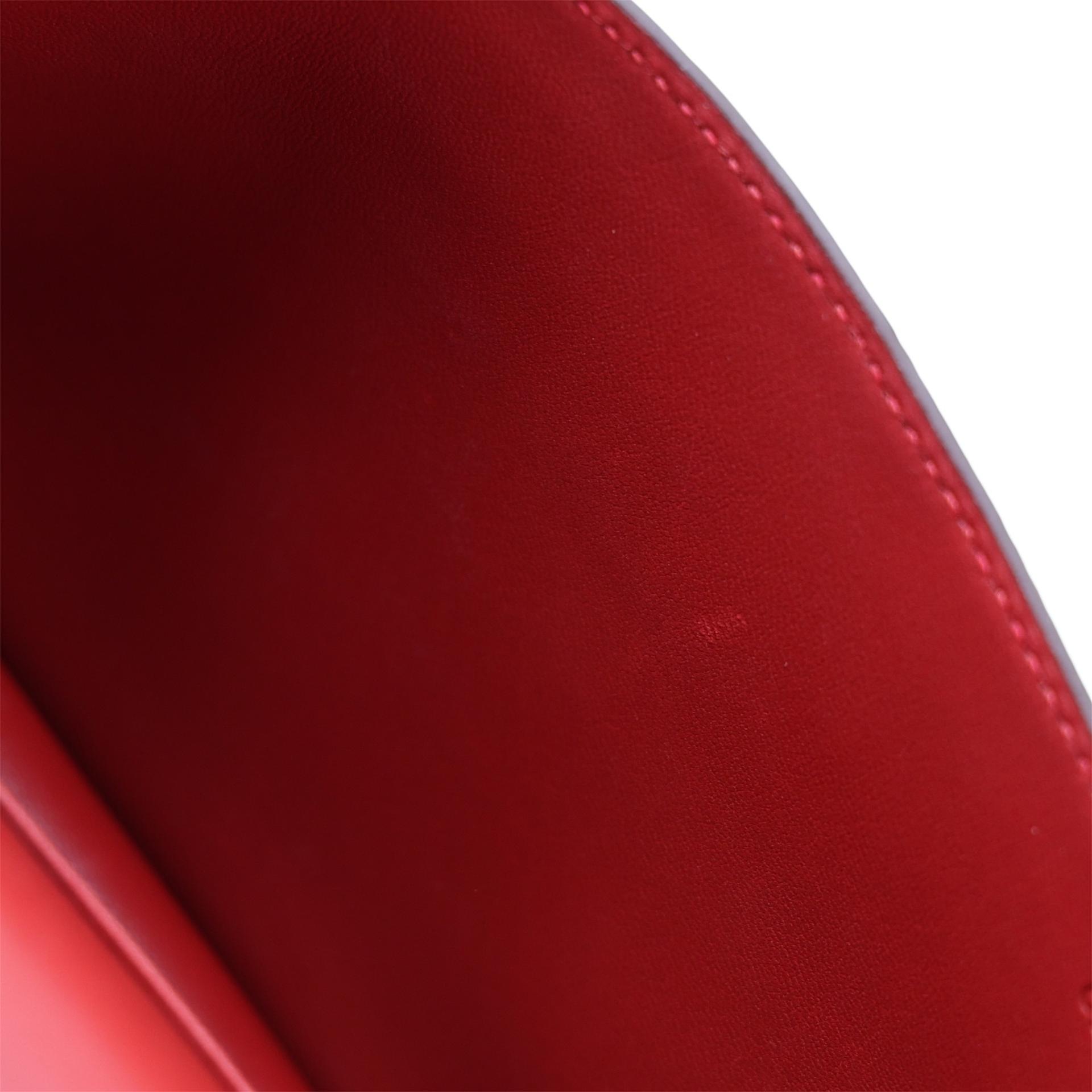 Very Good ( Rank A) HERMÈS Constance Mini Rouge Vif (53) Ostrich Gold hardware A (2017) - 17