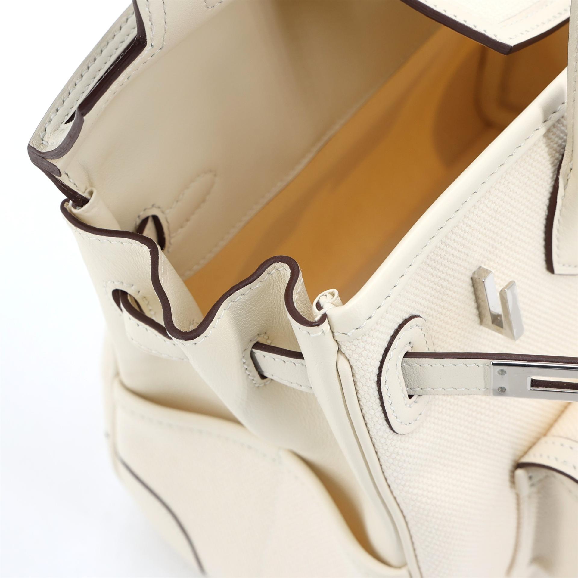未使用保存品 HERMÈS 爱马仕 限量收藏款 Birkin Cargo 25 I2 奶油白 Nata Swift牛皮 Toile Goeland 帆布 银扣 Z刻 2021年 - 13