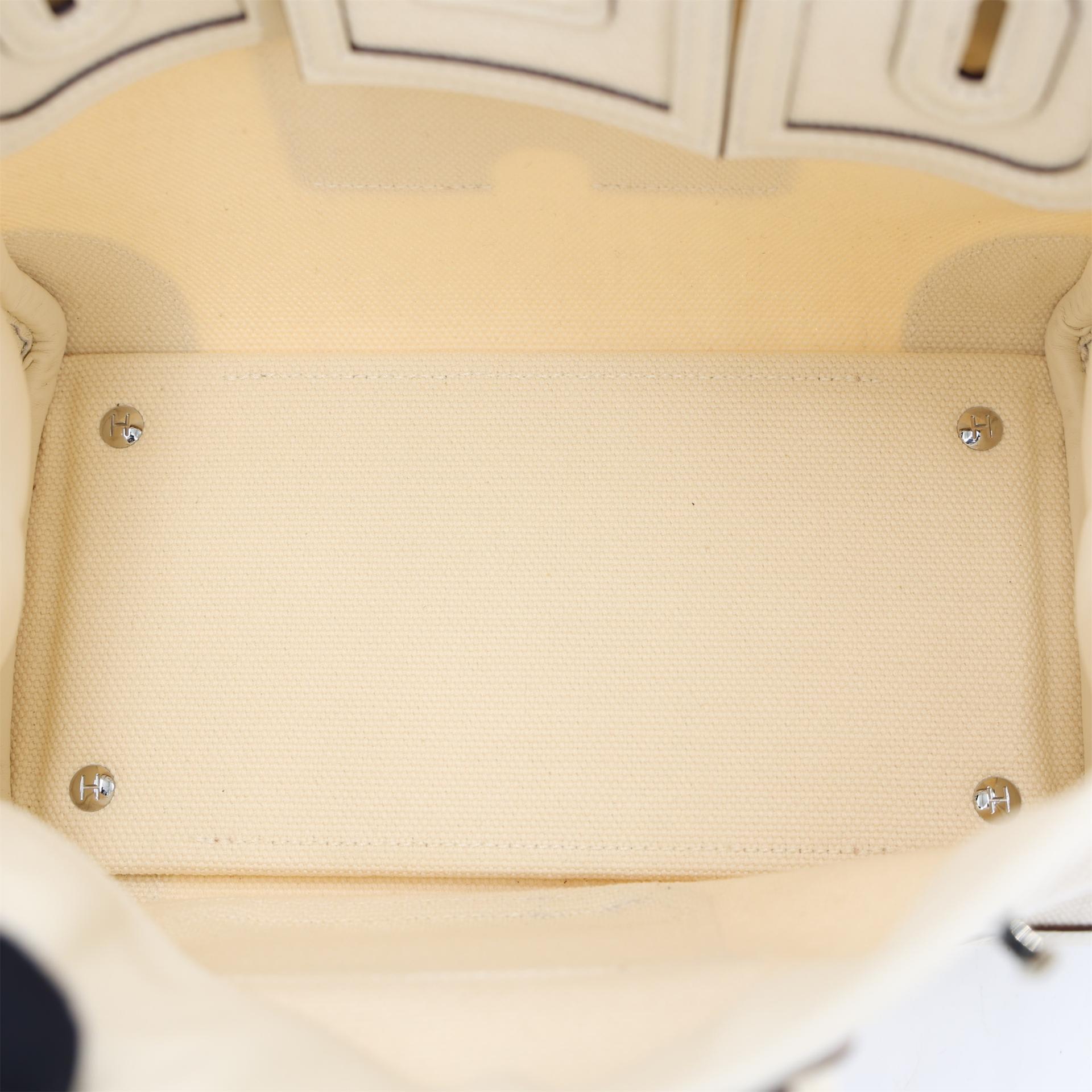 未使用保存品 HERMÈS 爱马仕 限量收藏款 Birkin Cargo 25 I2 奶油白 Nata Swift牛皮 Toile Goeland 帆布 银扣 Z刻 2021年 - 12