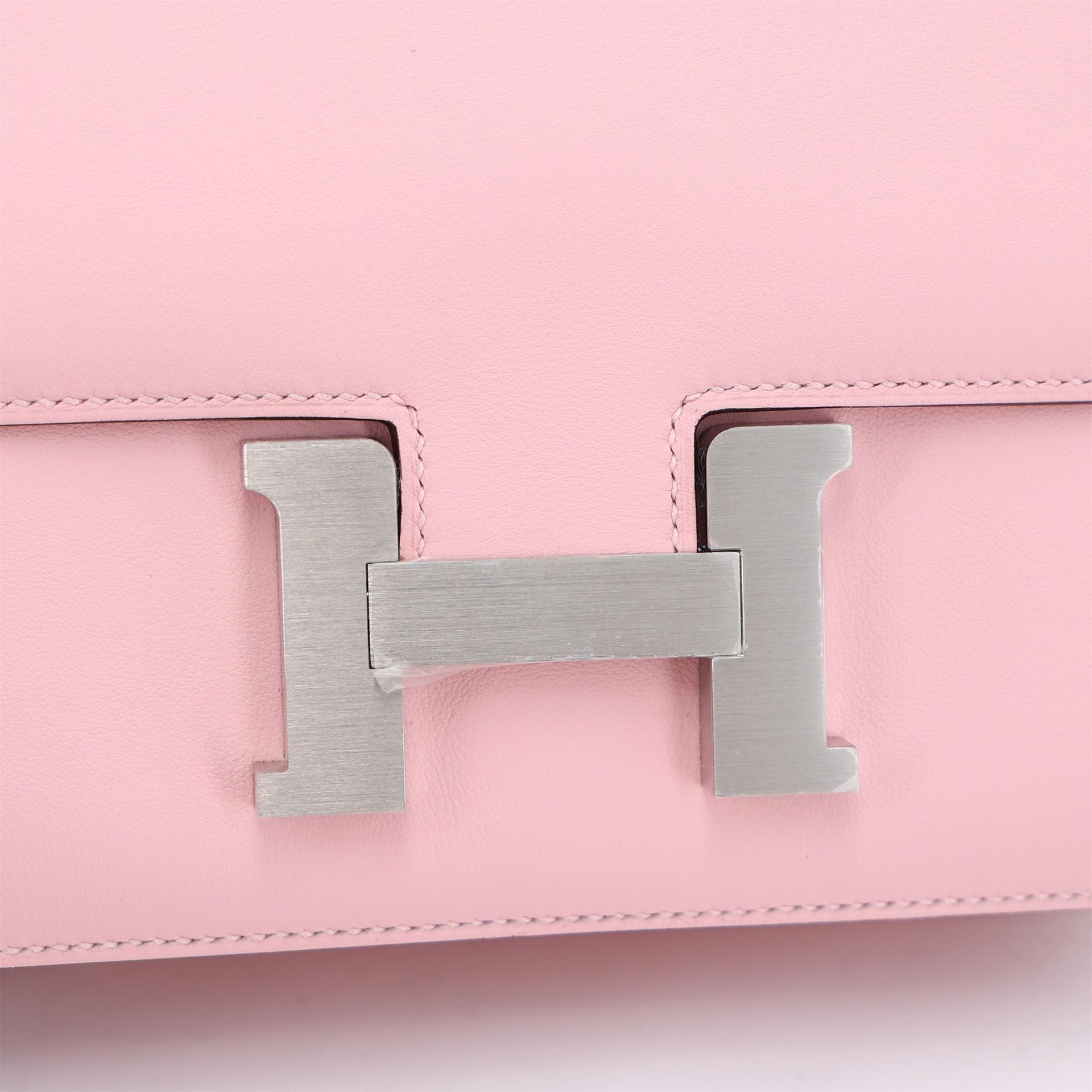 Brand New ( Rank N ) HERMÈS Constance Mini Rose Sakura (3Q) Swift Brushed Palladium K (2025) - 8