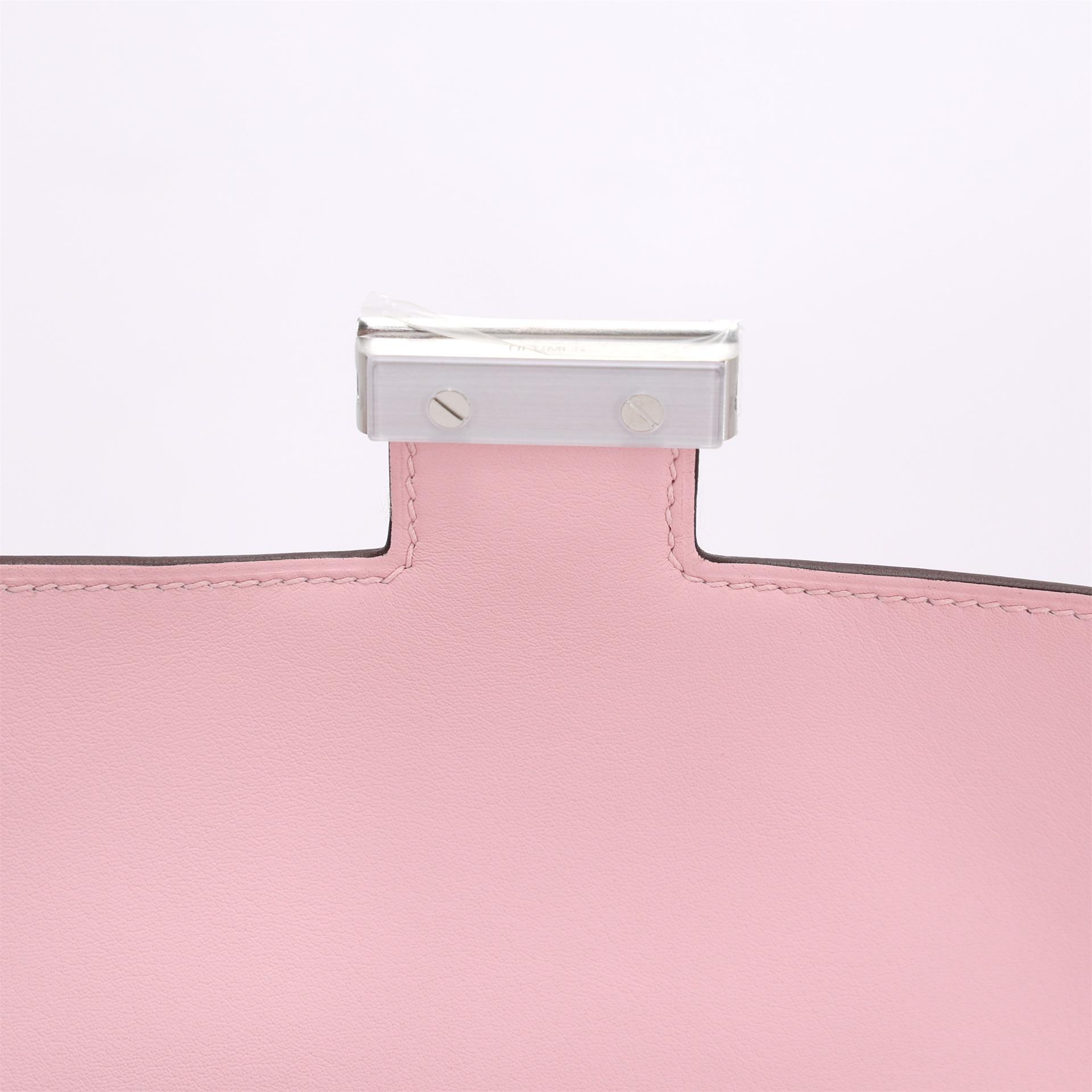 Brand New ( Rank N ) HERMÈS Constance Mini Rose Sakura (3Q) Swift Brushed Palladium K (2025) - 10