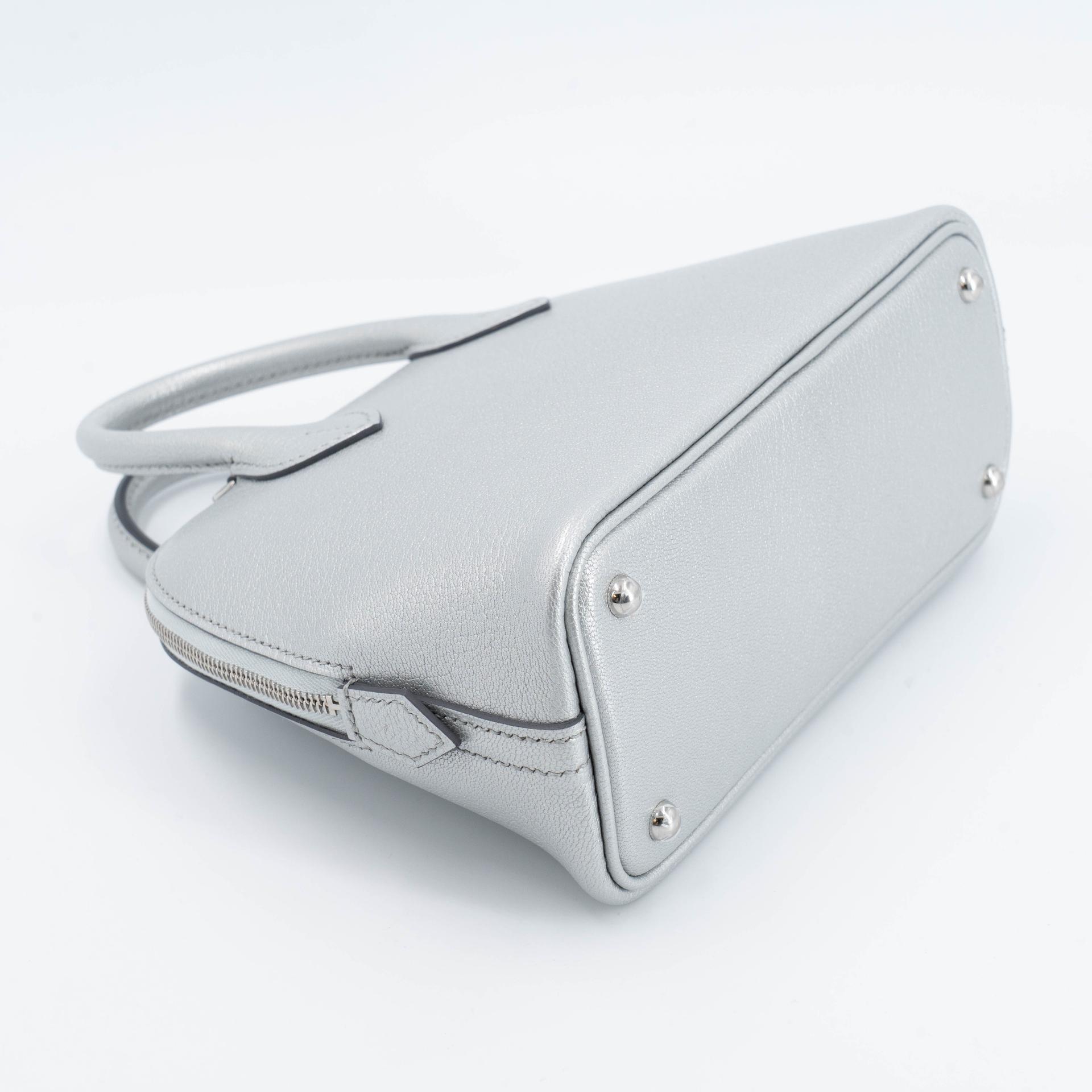 全新 HERMÈS 愛馬仕 Mini Bolide 1923 05 銀色 Argent Chamkilight山羊皮 銀扣 K刻 2025年 - 7