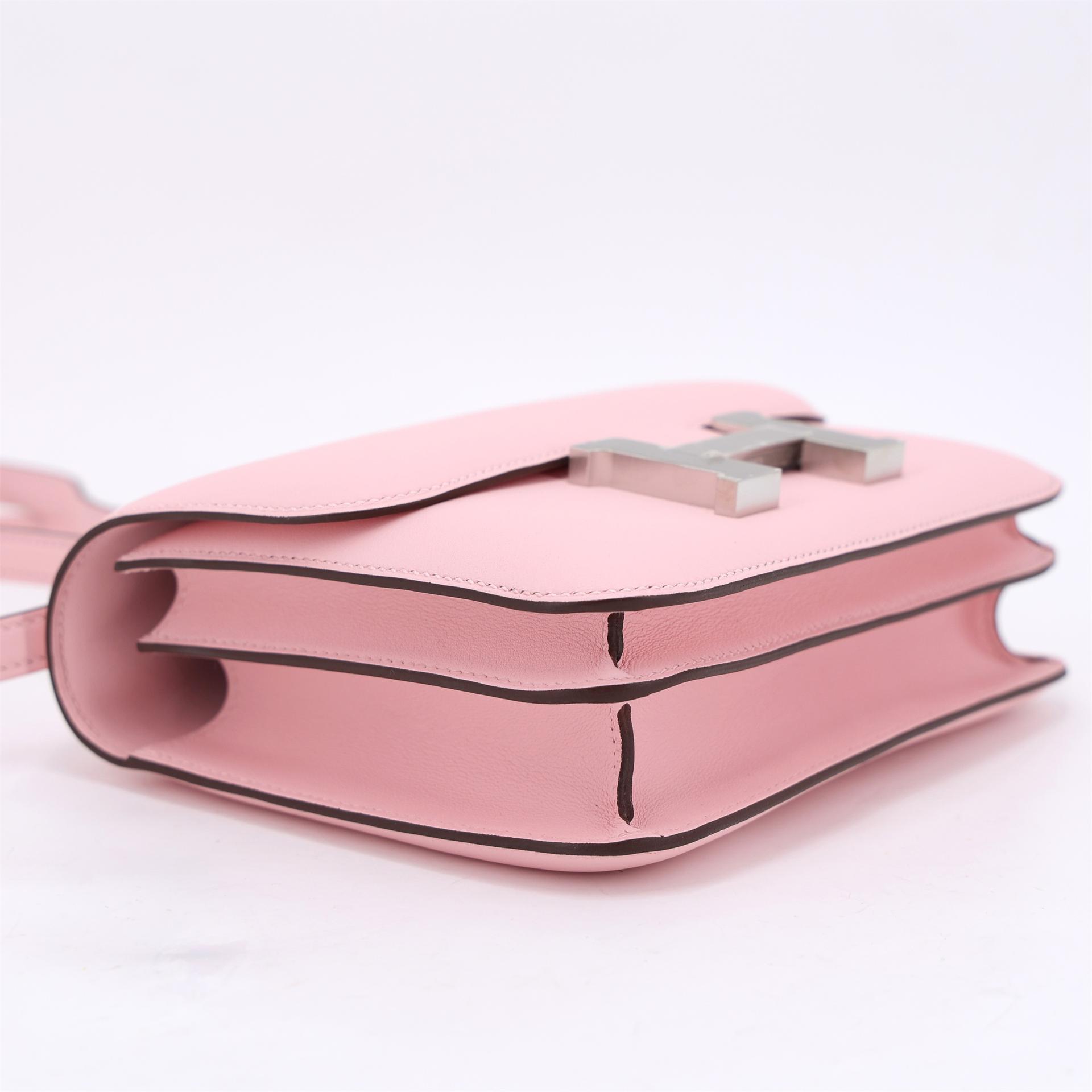 Brand New ( Rank N ) HERMÈS Constance Mini Rose Sakura (3Q) Swift Brushed Palladium K (2025) - 4