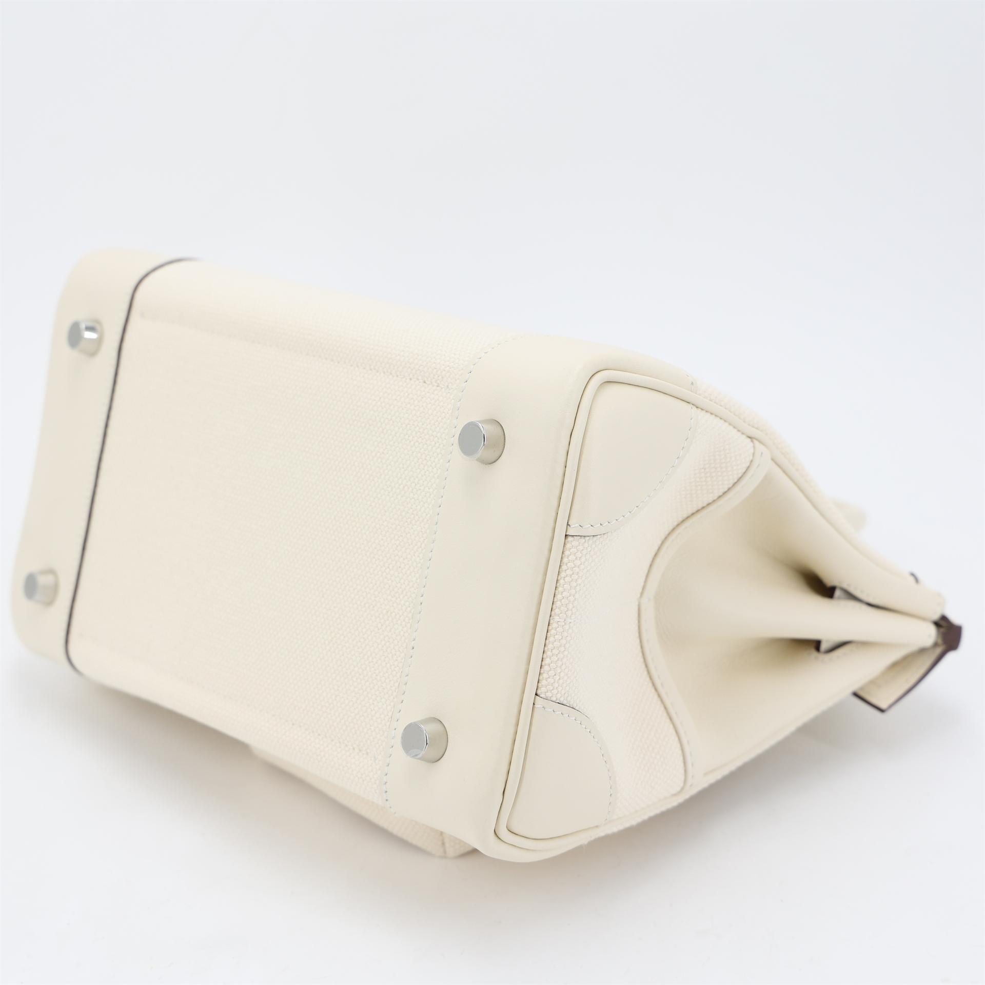 未使用保存品 HERMÈS 爱马仕 限量收藏款 Birkin Cargo 25 I2 奶油白 Nata Swift牛皮 Toile Goeland 帆布 银扣 Z刻 2021年 - 7