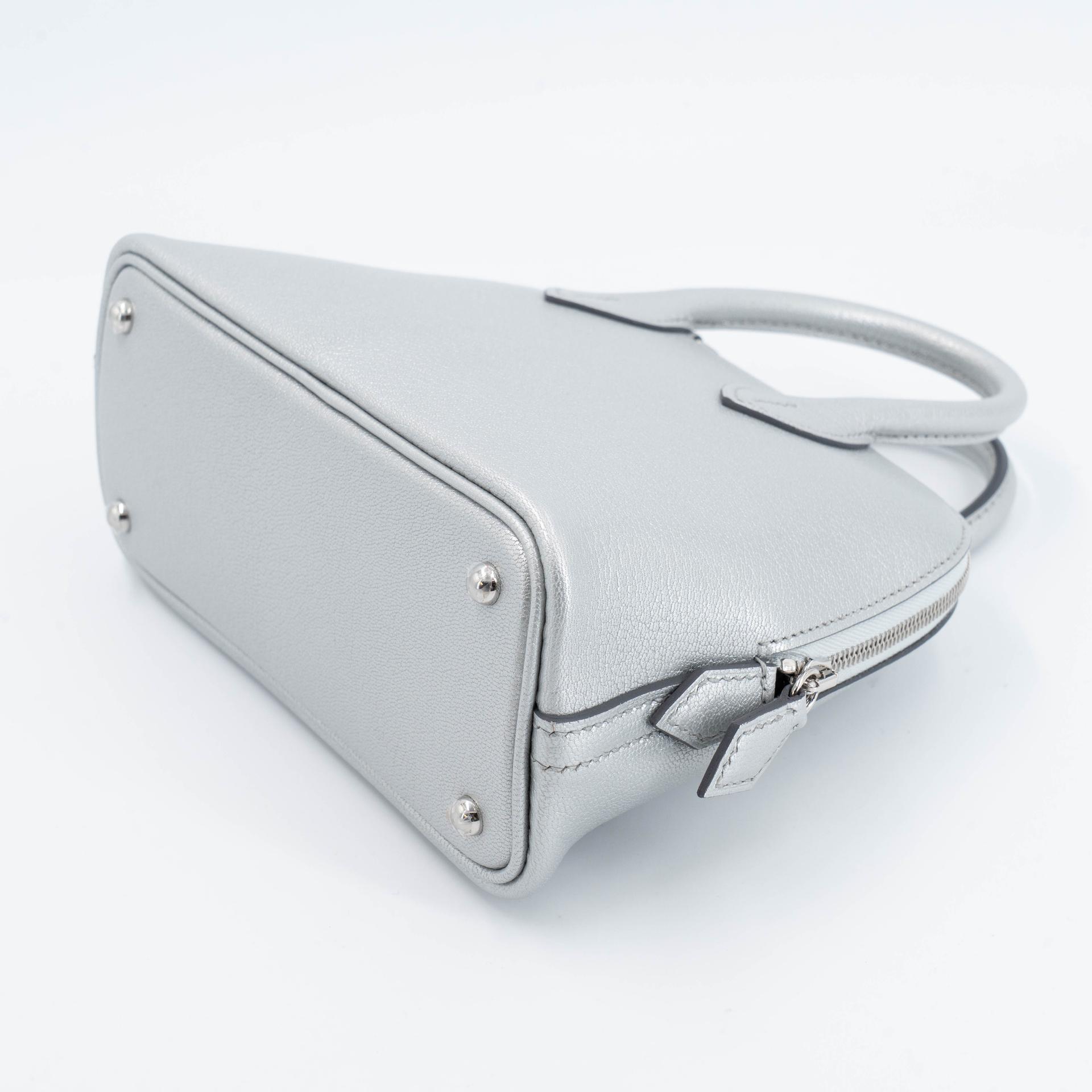 全新 HERMÈS 愛馬仕 Mini Bolide 1923 05 銀色 Argent Chamkilight山羊皮 銀扣 K刻 2025年 - 6