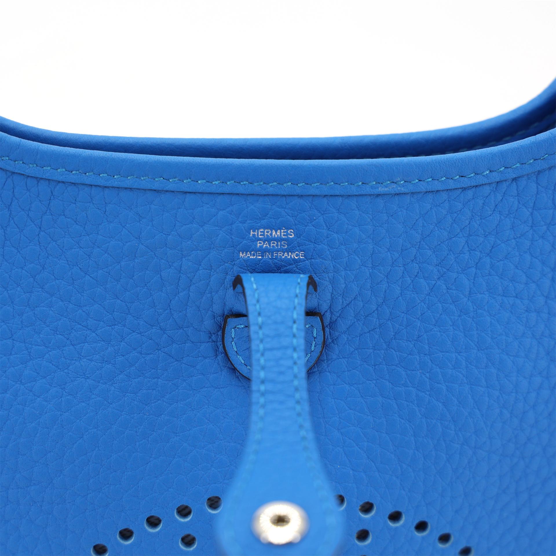 ランク SA HERMÈS エルメス エブリンTPM バンドリエール112cm ブルーイドラ (T7) トリヨン シルバー金具 W刻印 (2024) - 7