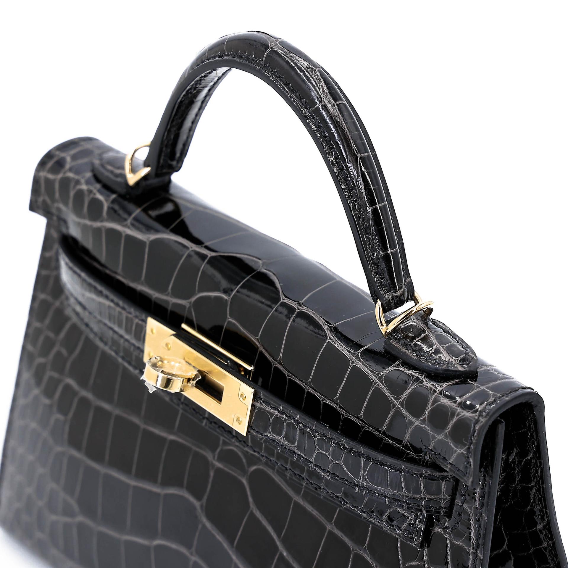 ランク N 新品 HERMÈS エルメス ミニケリー2 グラファイト (88) クロコダイル アリゲーター リセ シャンパンゴールド金具 K刻印 (2025) - 3