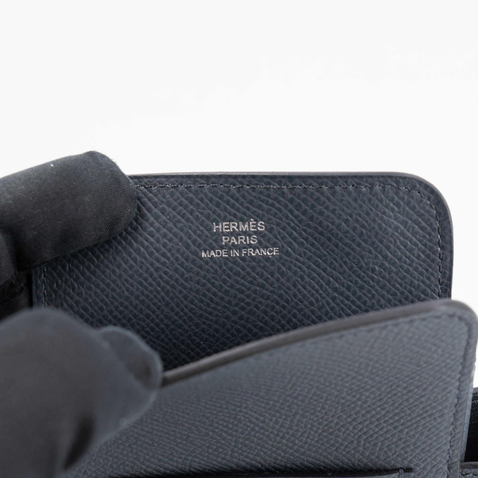 Excellent ( Rank SA ) HERMÈS Hermesaway phone case Gris misty (H0) Bleu Zanzibar (B3) Noir (89) Epsom Palladium hardware W (2024) - 11
