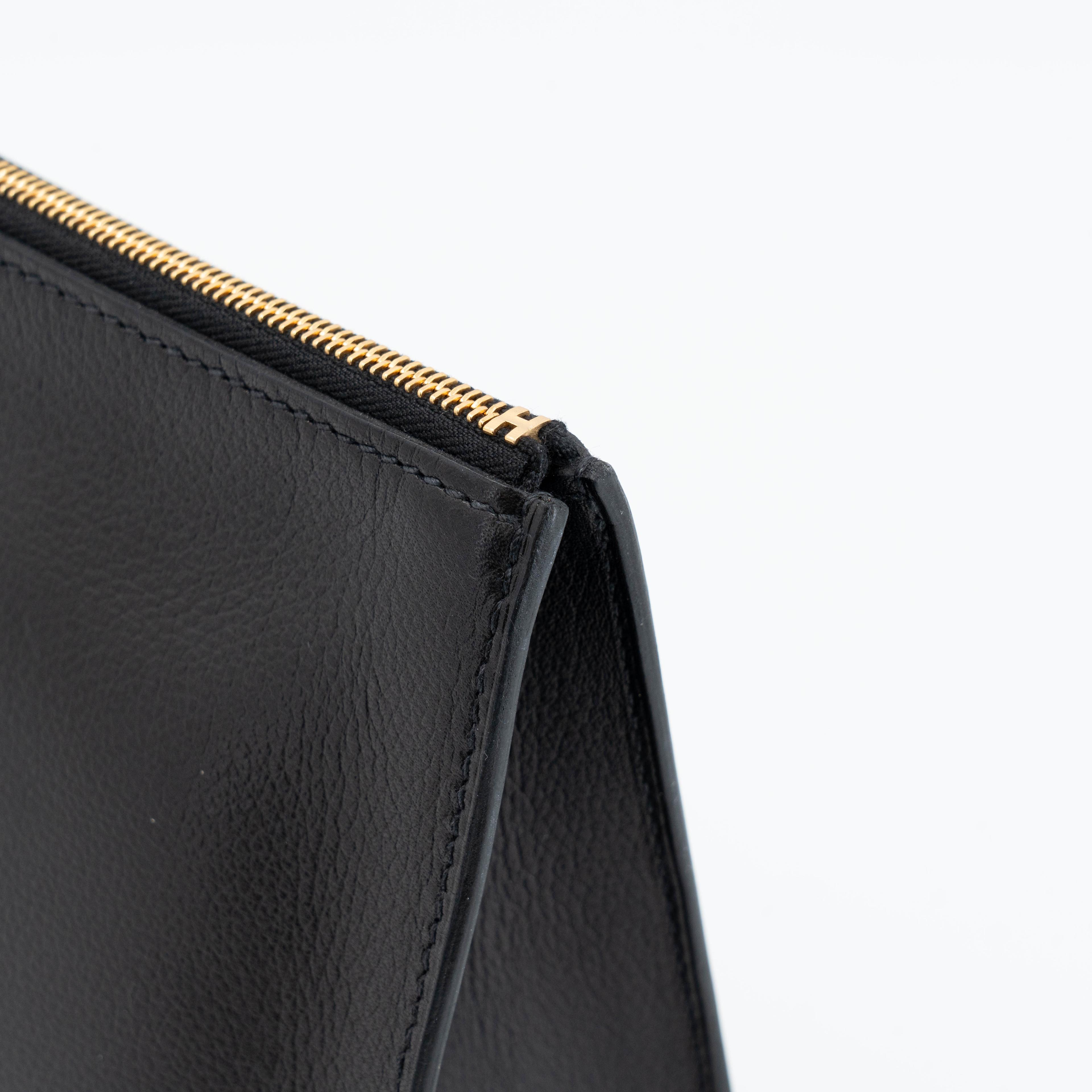 未使用保存品 HERMÈS 愛馬仕 Zipengo Chaine d'Ancre PM 錨鏈手拿包 / 收納包 89 黑色 Noir (Black) Evergrain皮 金扣 B刻 2023年 - 14