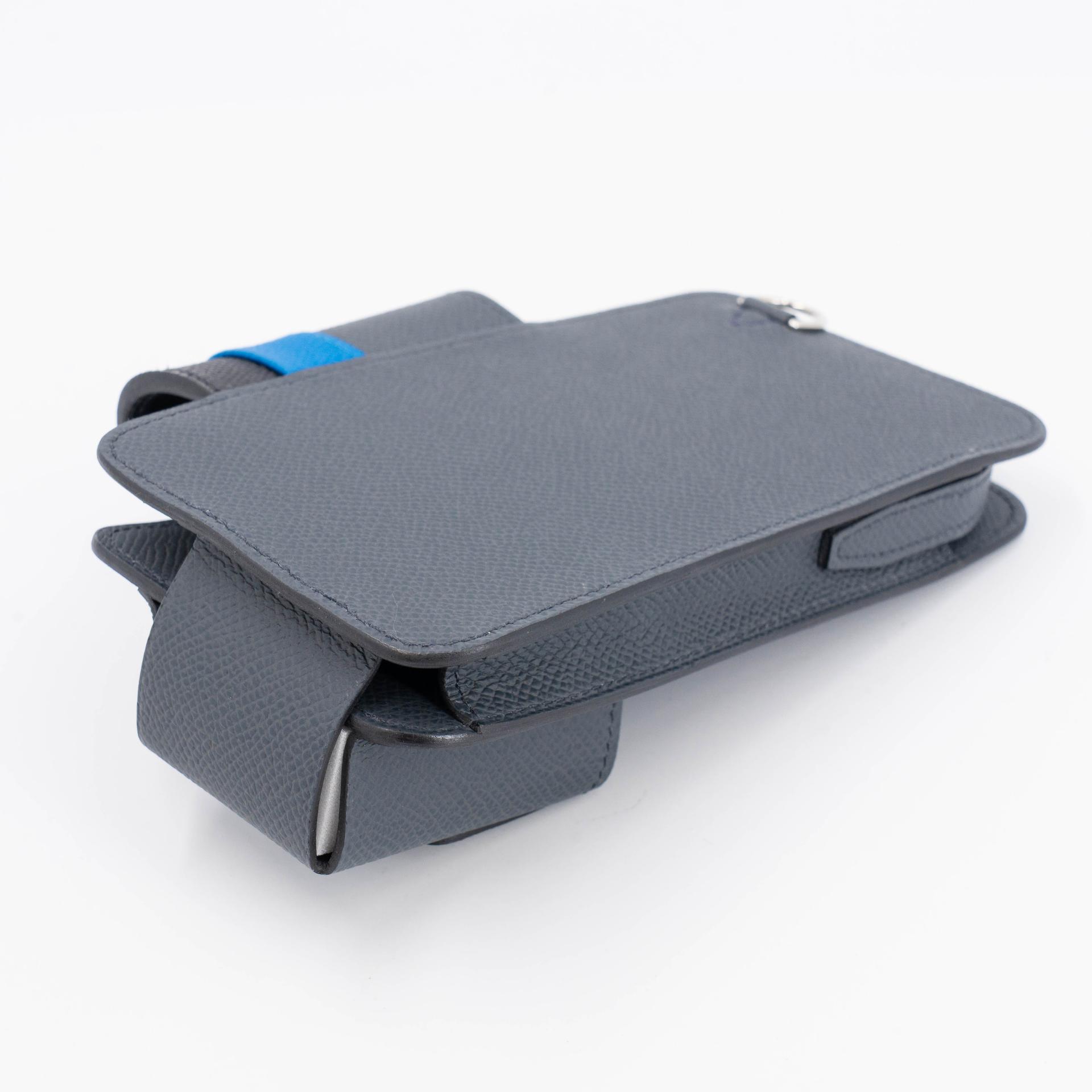 Excellent ( Rank SA ) HERMÈS Hermesaway phone case Gris misty (H0) Bleu Zanzibar (B3) Noir (89) Epsom Palladium hardware W (2024) - 8