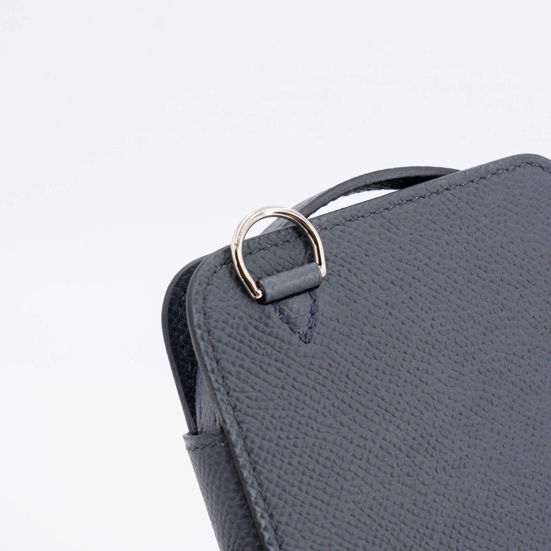 Excellent ( Rank SA ) HERMÈS Hermesaway phone case Gris misty (H0) Bleu Zanzibar (B3) Noir (89) Epsom Palladium hardware W (2024) - 9