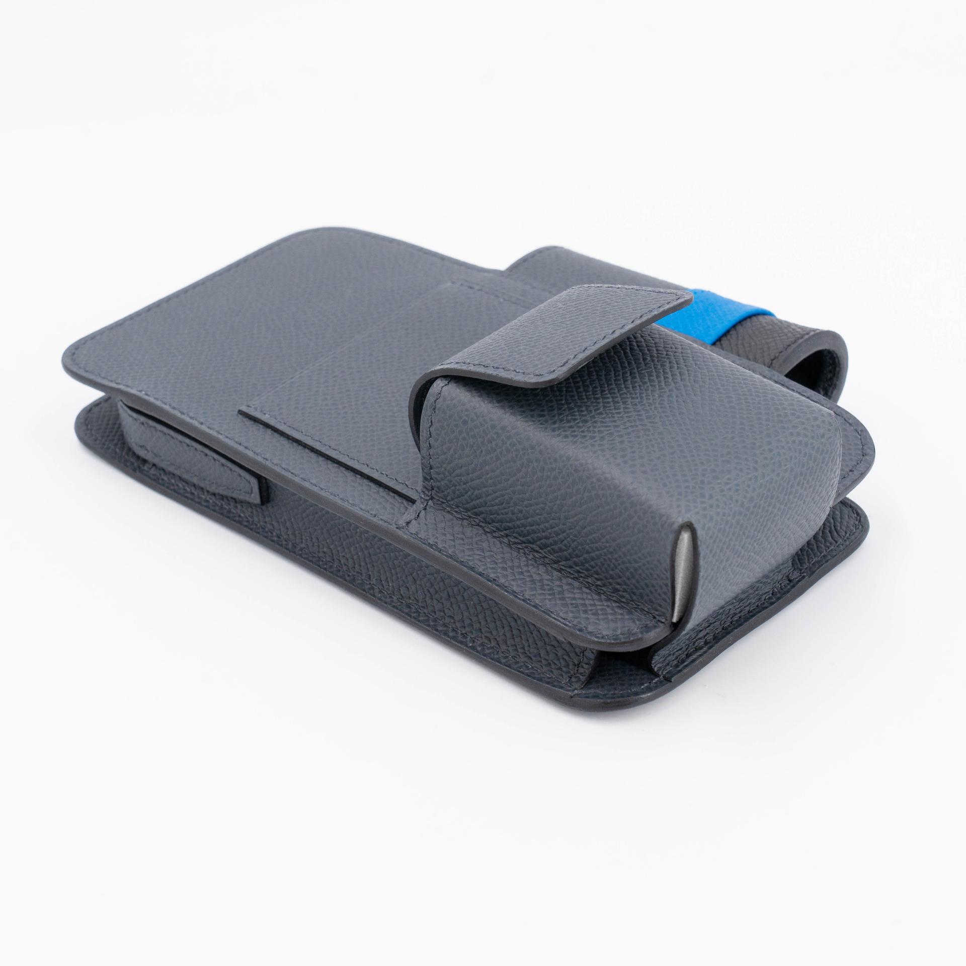 Excellent ( Rank SA ) HERMÈS Hermesaway phone case Gris misty (H0) Bleu Zanzibar (B3) Noir (89) Epsom Palladium hardware W (2024) - 6