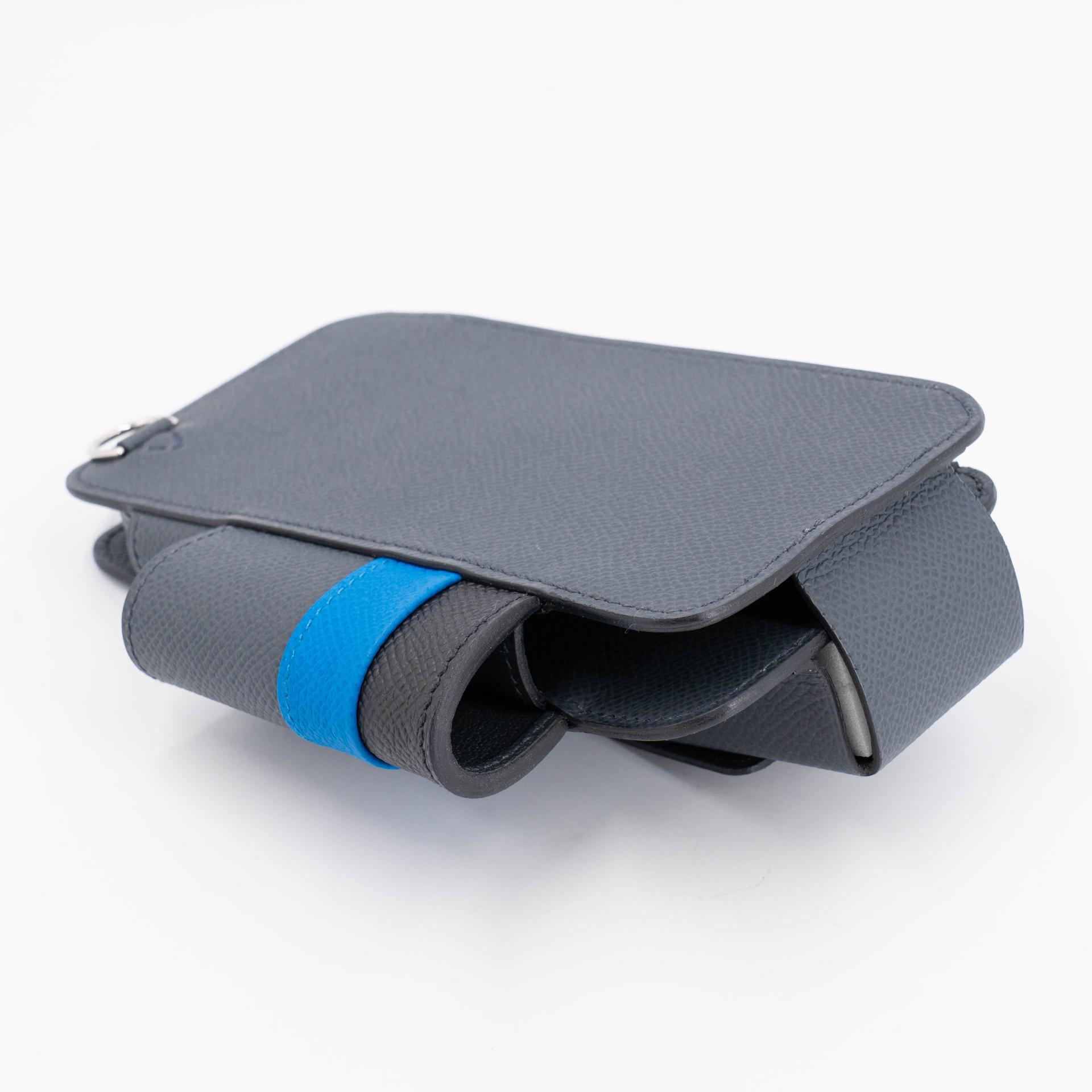 Excellent ( Rank SA ) HERMÈS Hermesaway phone case Gris misty (H0) Bleu Zanzibar (B3) Noir (89) Epsom Palladium hardware W (2024) - 7